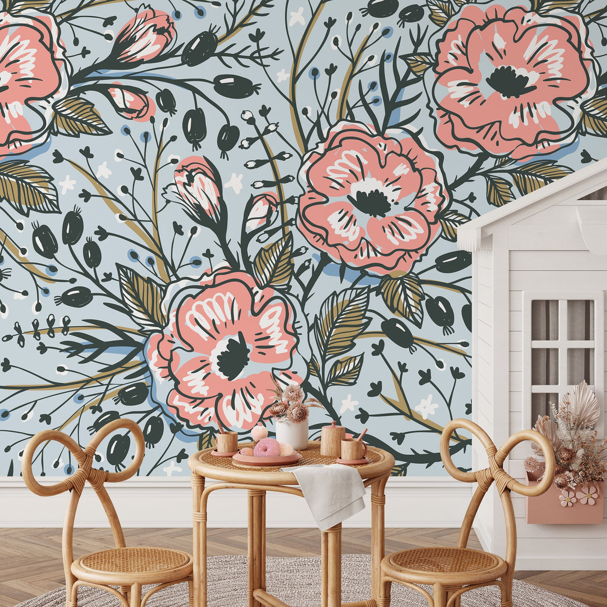 Removable Wallpaper Peel and Stick Wallpaper Wall Paper Wall Mural - Vintage Floral Wallpaper - A418