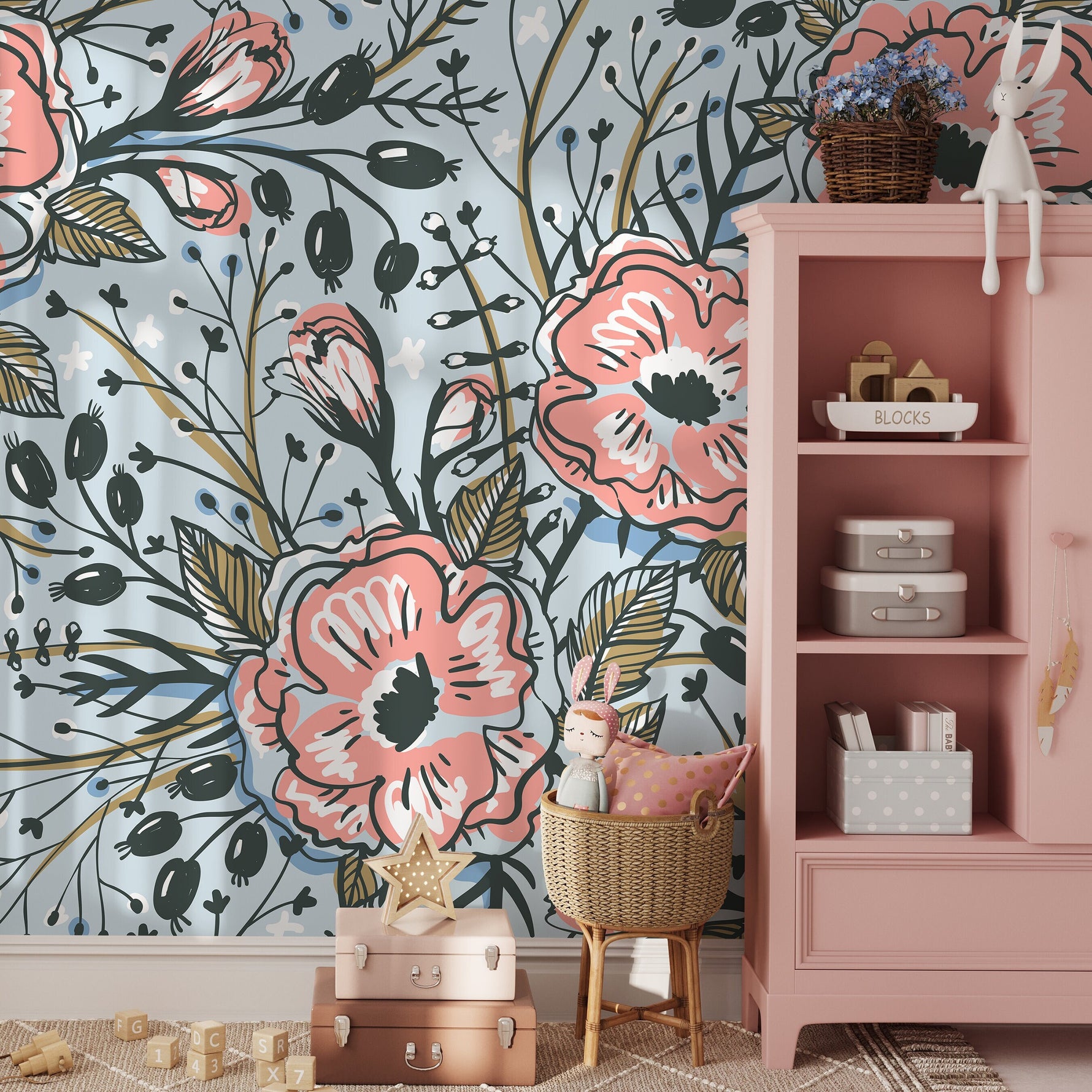 Removable Wallpaper Peel and Stick Wallpaper Wall Paper Wall Mural - Vintage Floral Wallpaper - A418