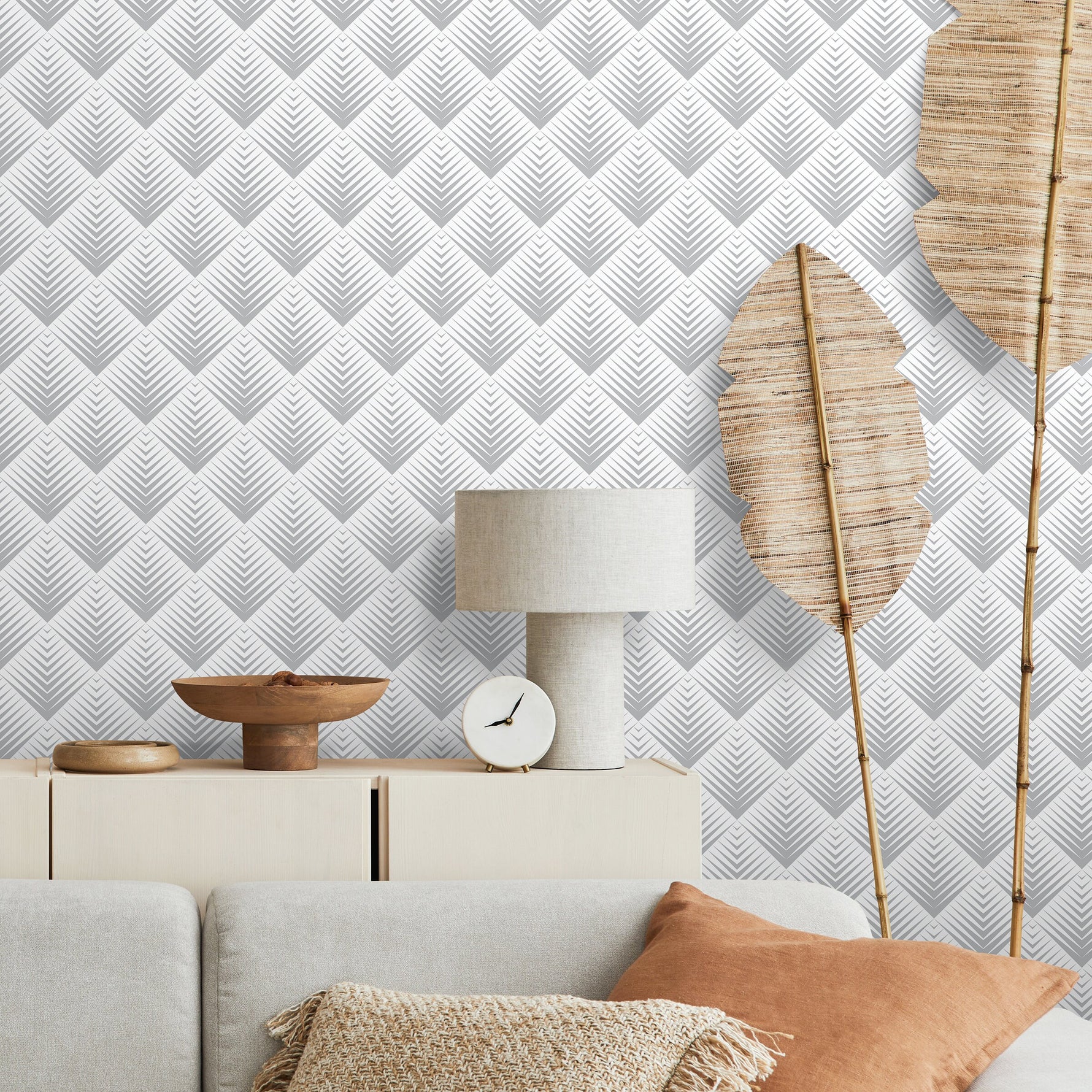 Grey Geometric Wallpaper Modern Wallpaper Peel and Stick and Traditional Wallpaper - A432