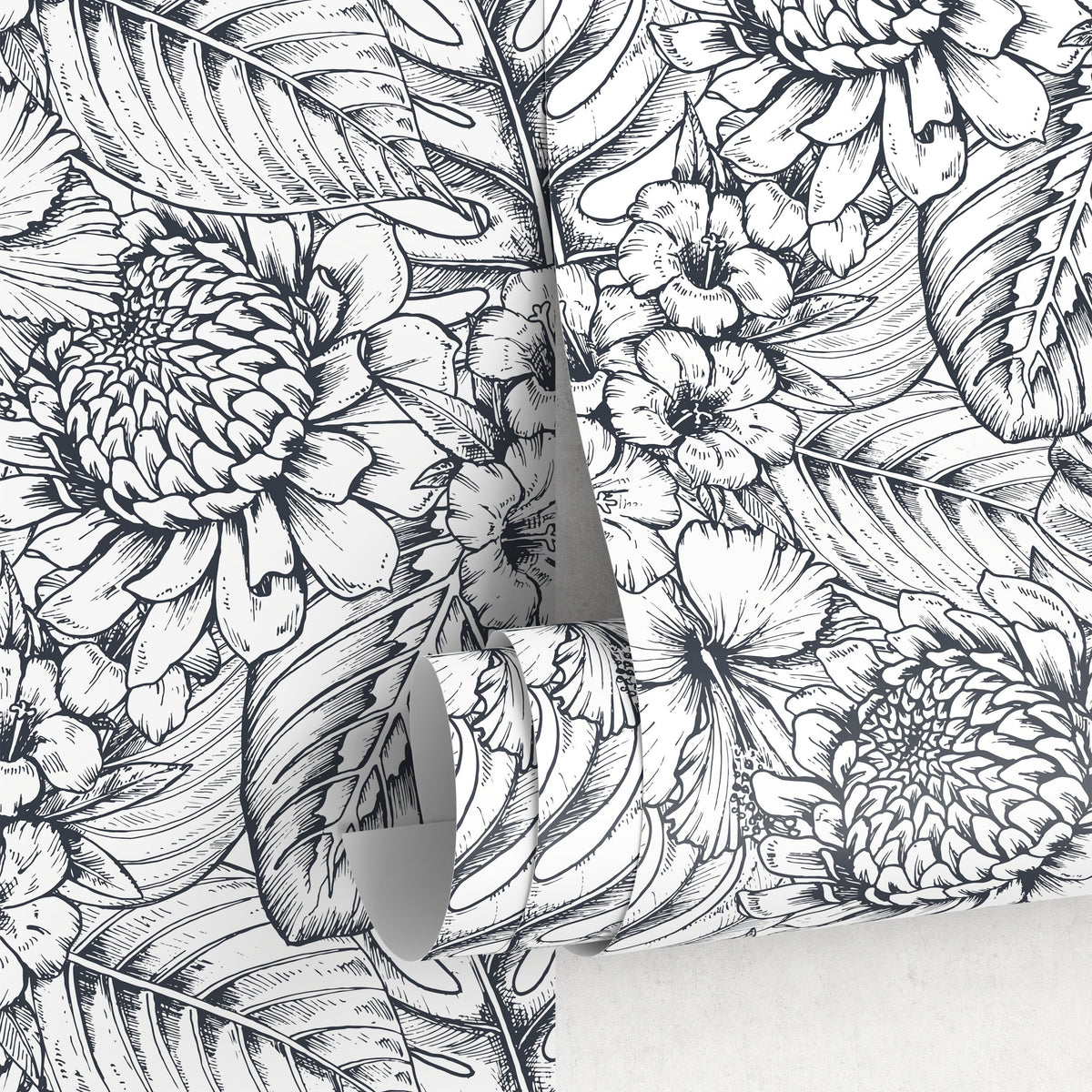 Removable Wallpaper Peel and Stick Wallpaper Wall Paper Wall Mural - Hand Draw Floral Wallpaper - A462