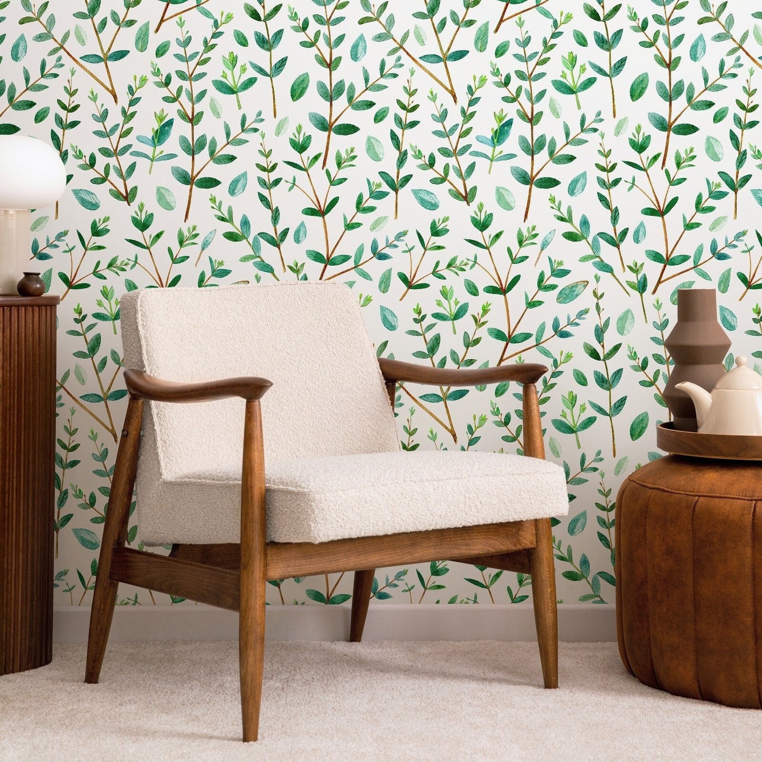 Removable Wallpaper Peel and Stick Wallpaper Wall Paper Wall Mural - Leaf Wallpaper Tropical Wallpaper - A463