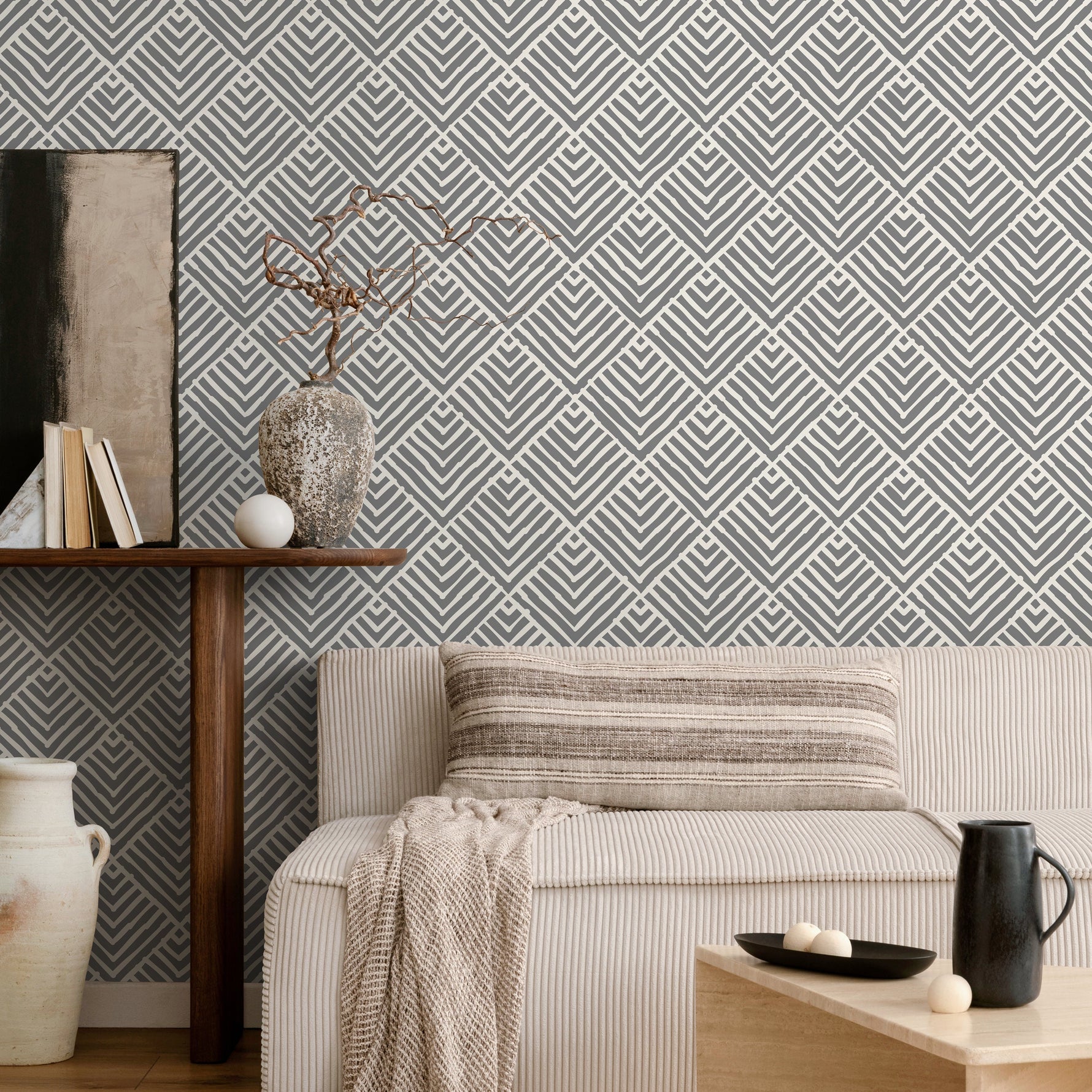 Removable Wallpaper Peel and Stick Wallpaper Wall Paper Wall Mural - Geometric Black and White Wallpaper - A465