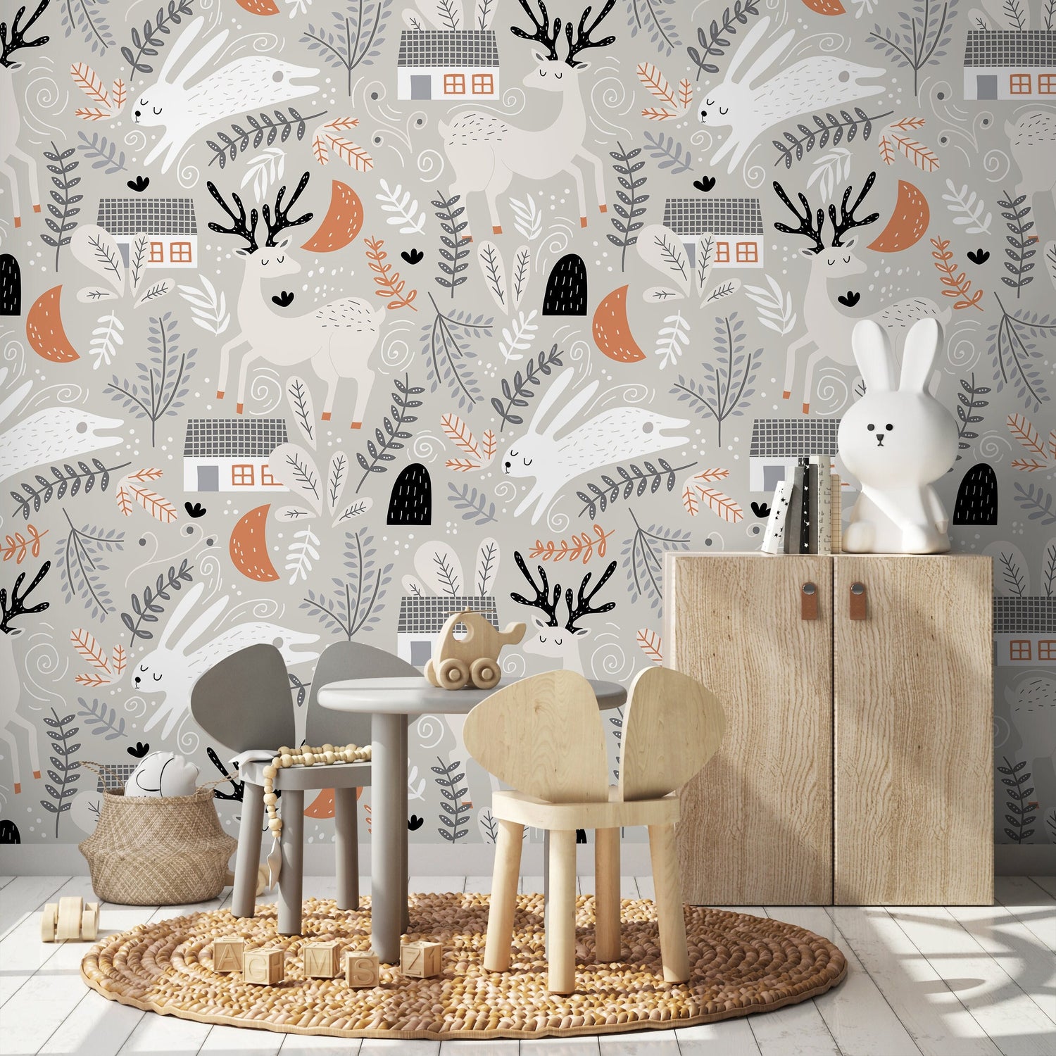 Wallpaper Peel and Stick Wallpaper Removable Wallpaper Home Decor Wall Art Wall Decor Room Decor / Cute Animal Nursery Wallpaper - A508