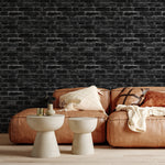 Removable Wallpaper Peel and Stick Wallpaper Wall Paper Wall Mural - Black Brick Wallpaper - A532