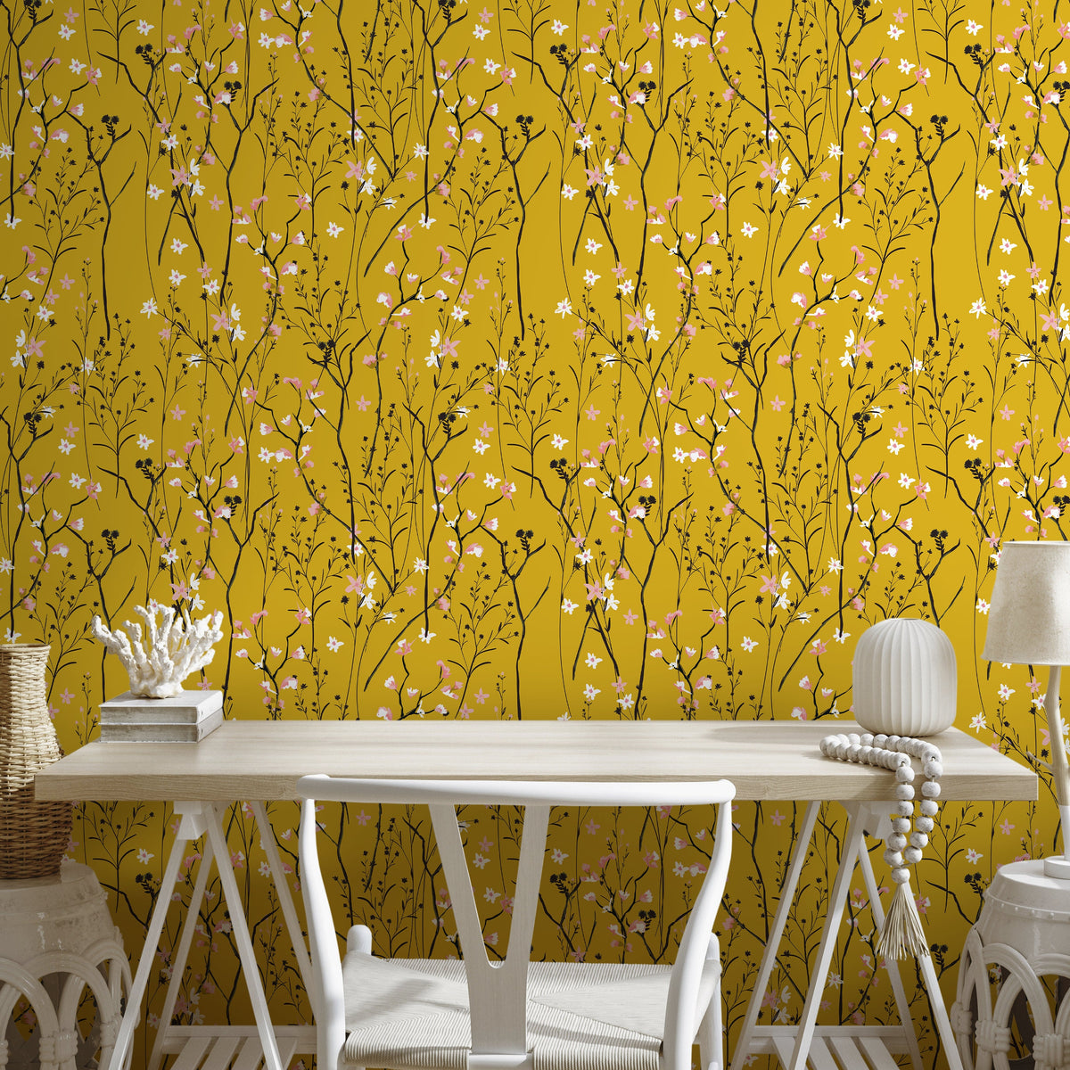 Removable Wallpaper Peel and Stick Wallpaper Wall Paper Wall Mural - Vintage Floral Wallpaper - A565