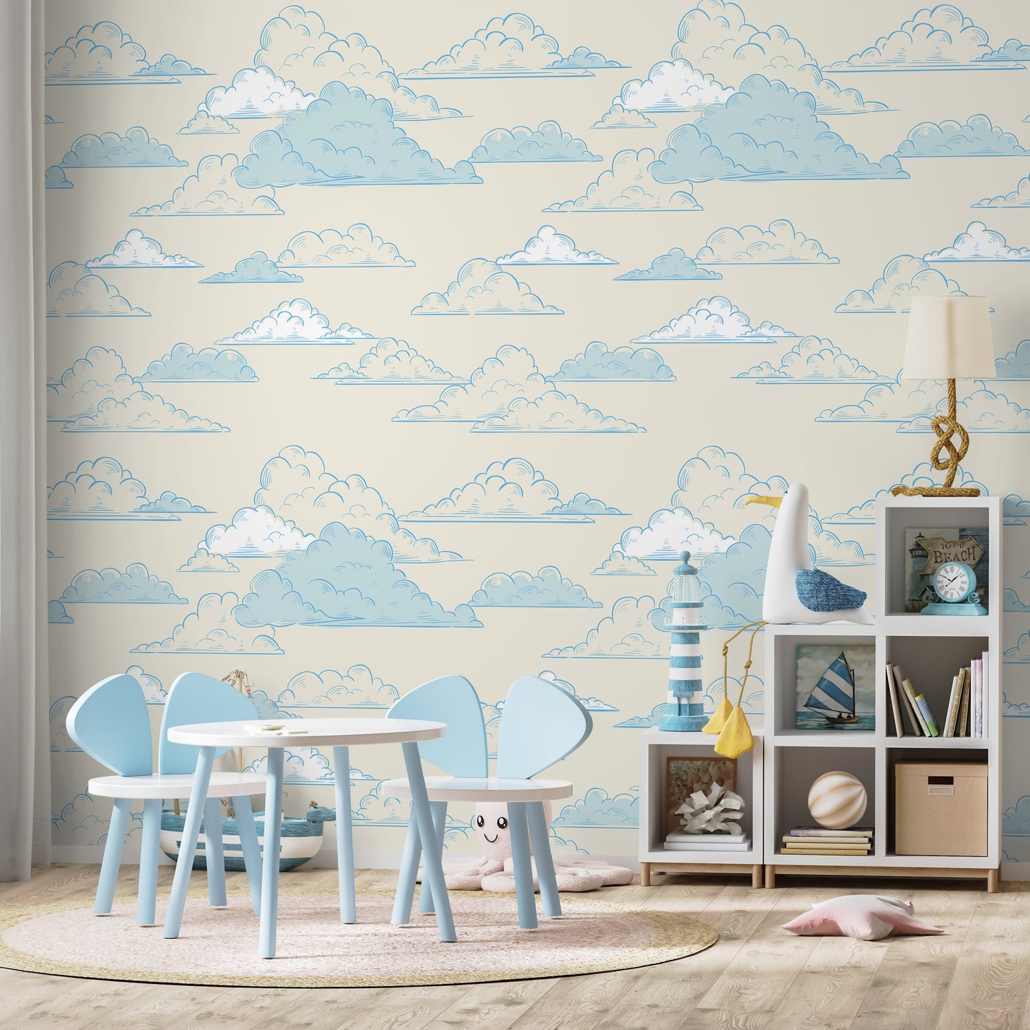 Removable Wallpaper Peel and Stick Wallpaper Wall Paper Wall Mural - Clouds Wallpaper - A579