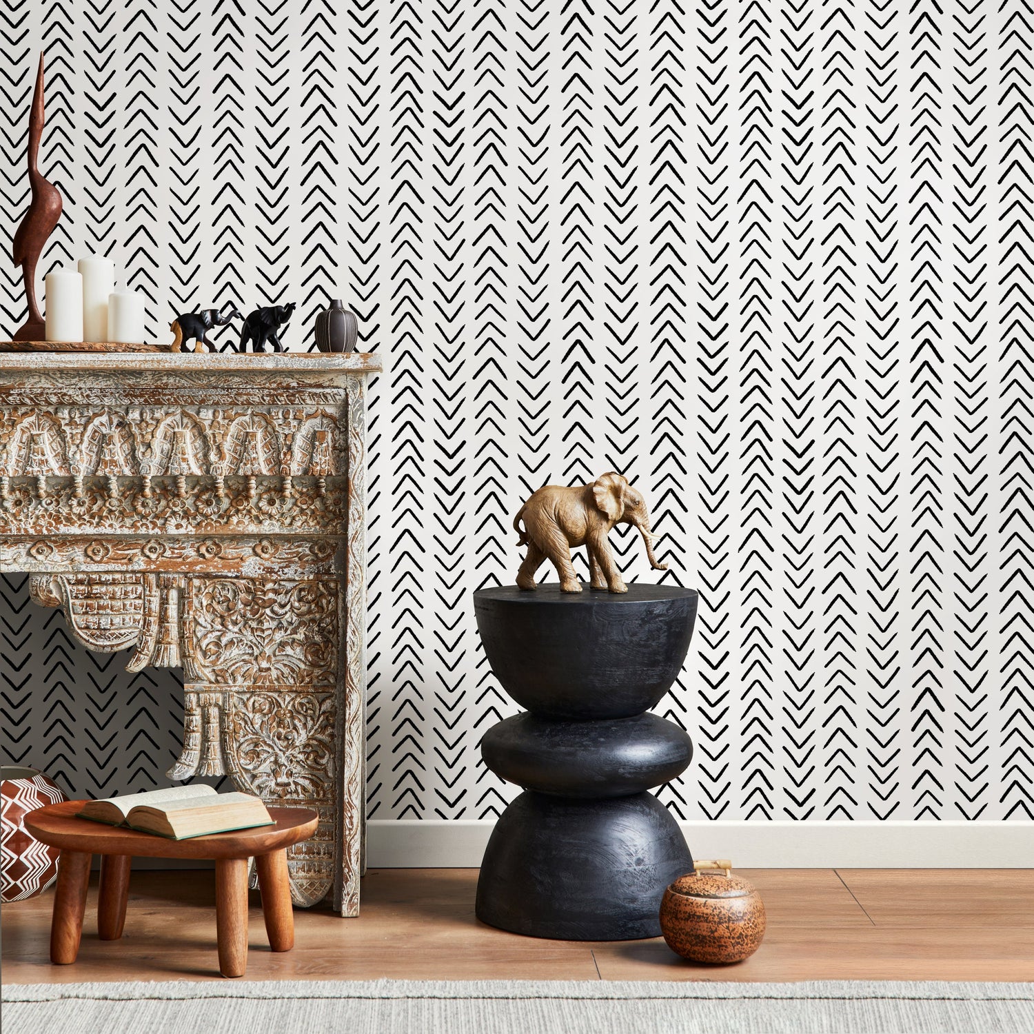 Removable Wallpaper Peel and Stick Wallpaper Wall Paper Wall Mural - Herringbone Wallpaper - A583