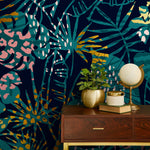 Tropical Multicolor Leaves - Removable Wallpaper Peel and Stick Wallpaper Wall Paper Wall Mural - A782