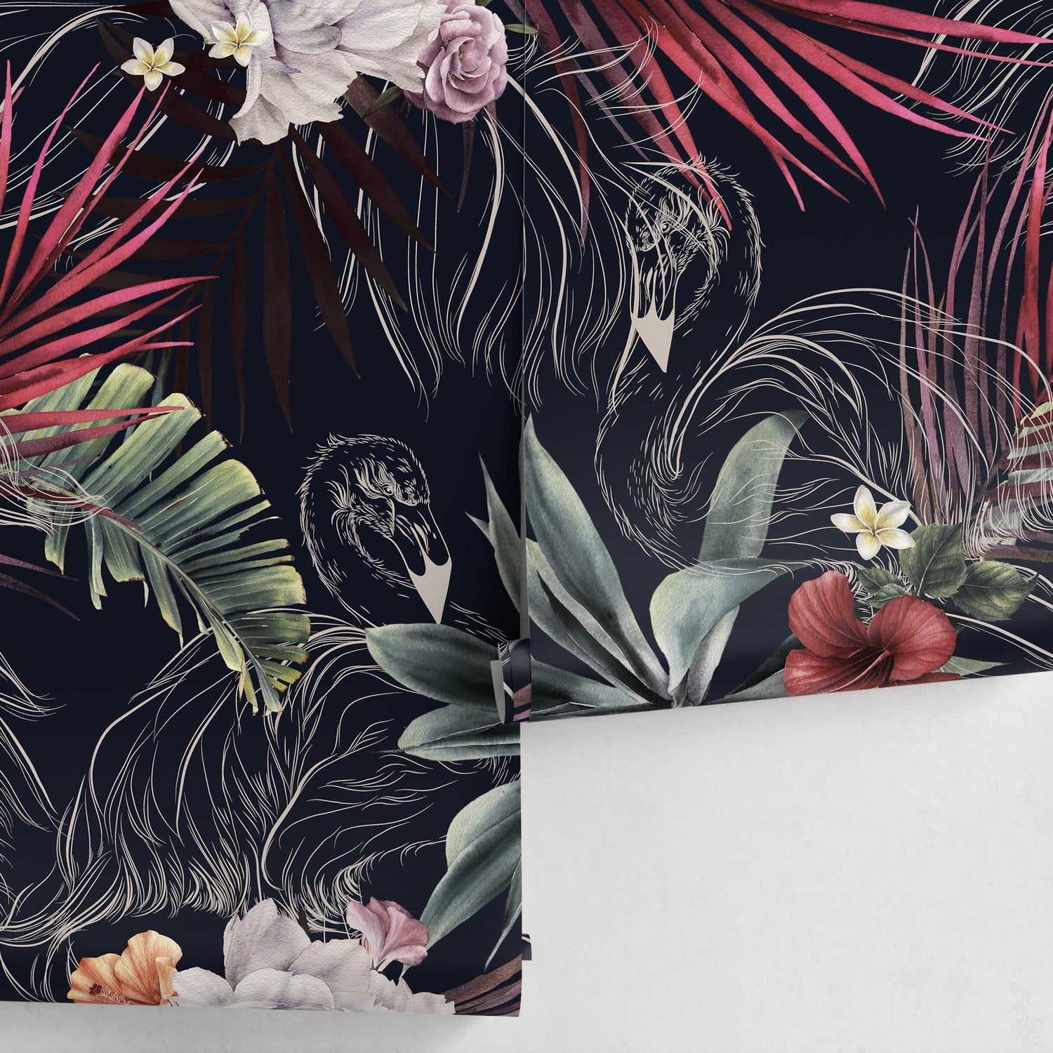 Removable Wallpaper Scandinavian Wallpaper Temporary Wallpaper Dark Hawaiian Wallpaper Peel and Stick Wallpaper Wall Paper - A839