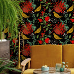 Floral Bird Wallpaper Chinoiserie Wallpaper Peel and Stick and Traditional Wallpaper - A904