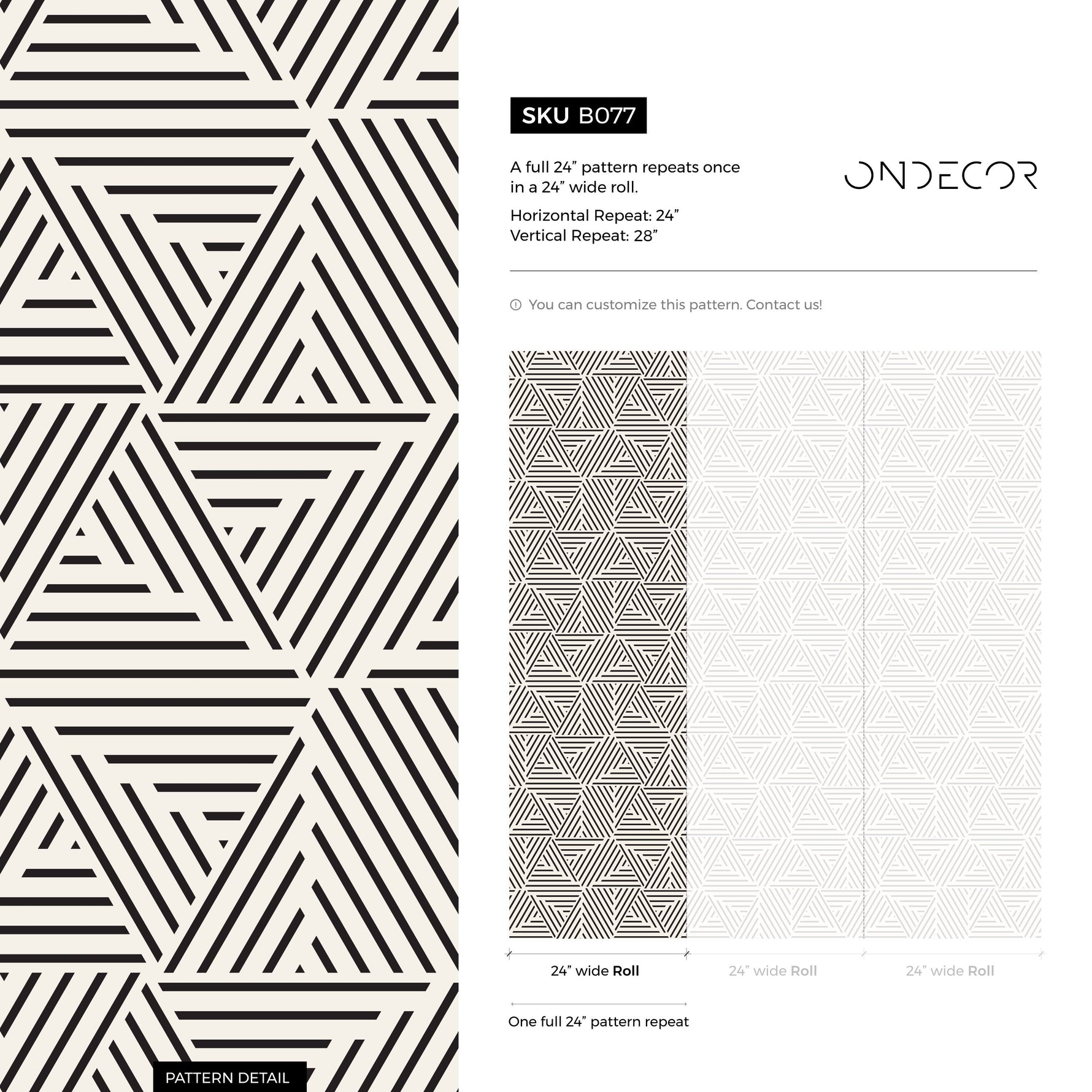 Black and White Geometric Wallpaper Modern Peel and Stick and Traditional Wallpaper - B077