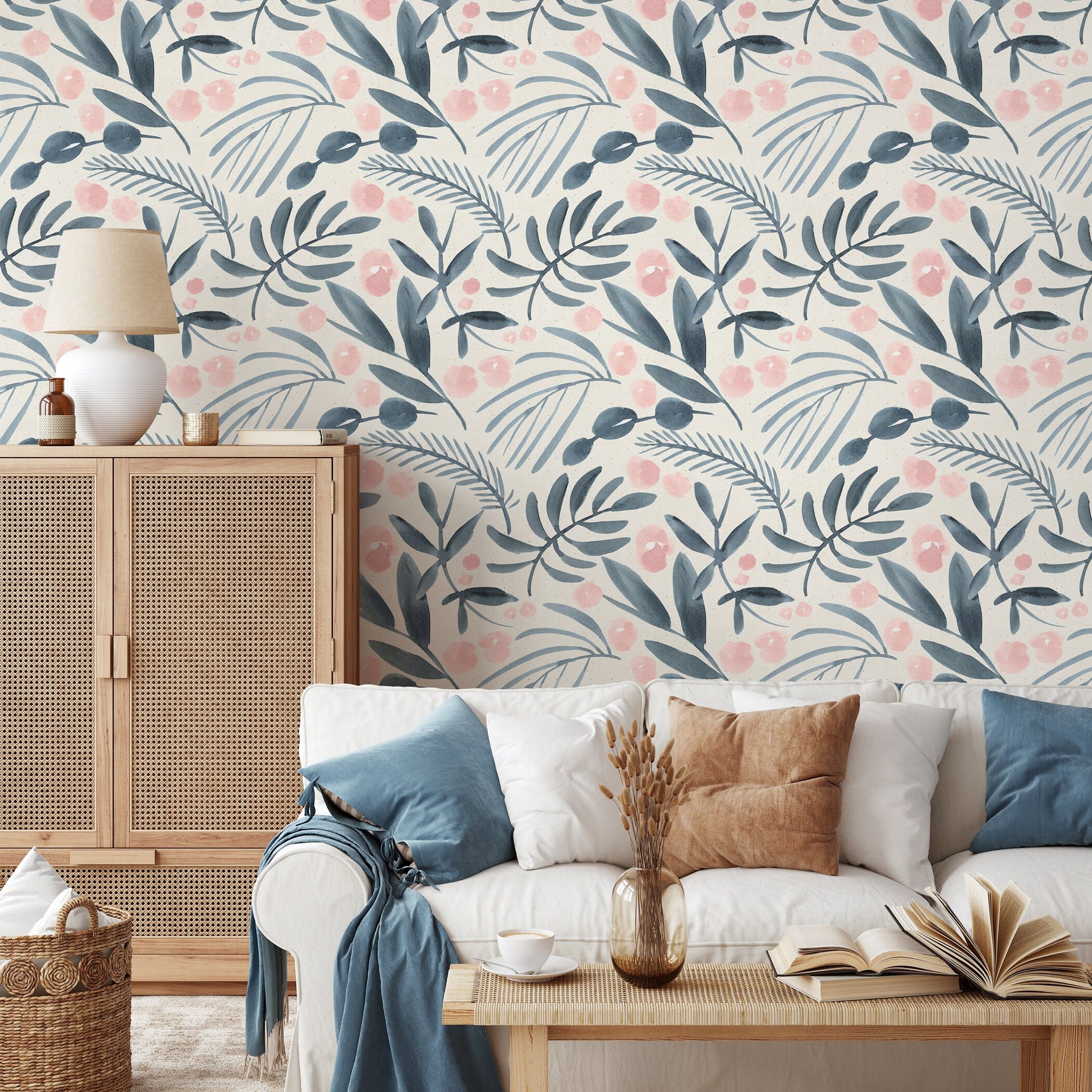 Removable Wallpaper Scandinavian Wallpaper Temporary Wallpaper Contemporary Flower Wallpaper Peel and Stick Wallpaper Wall Paper - A748