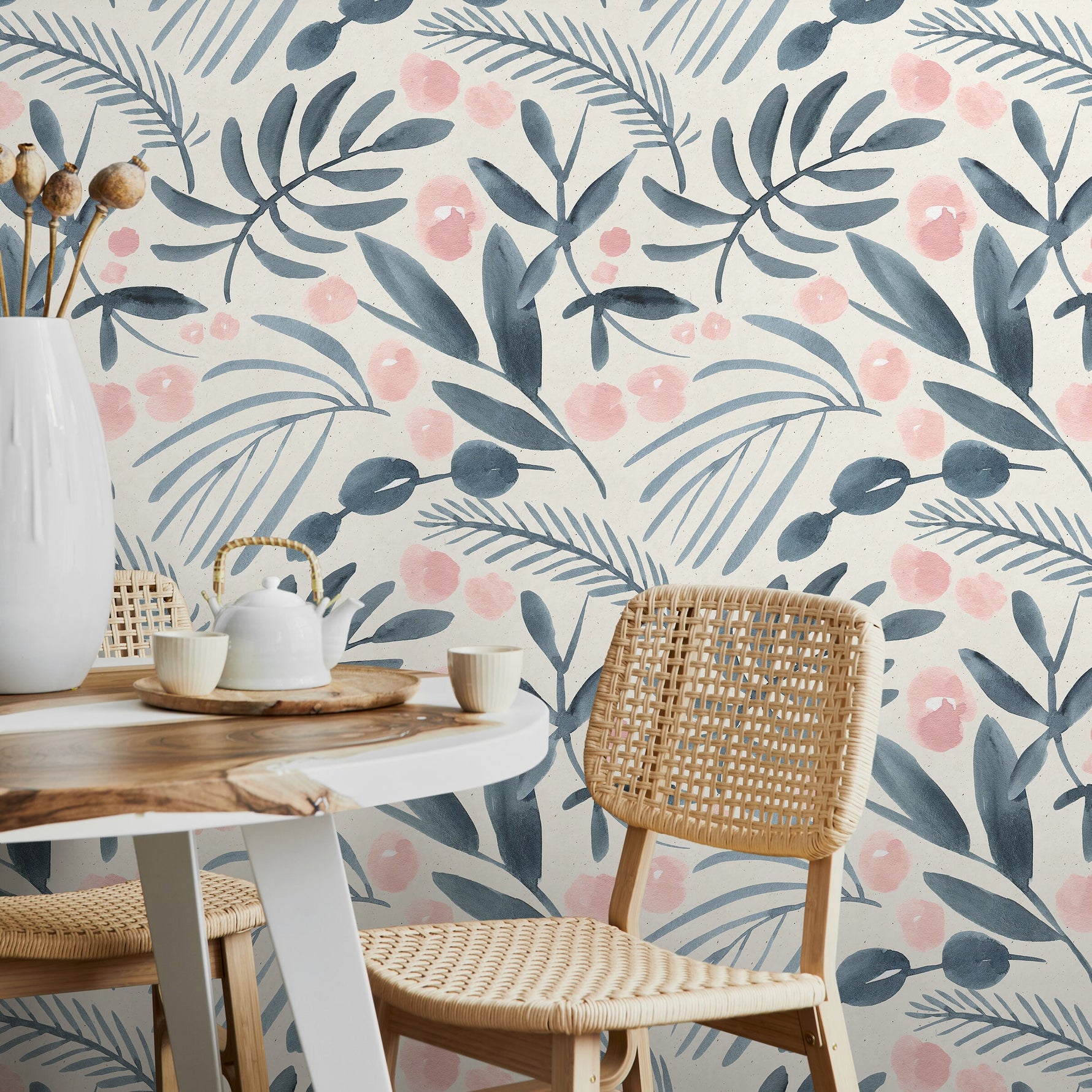 Removable Wallpaper Scandinavian Wallpaper Temporary Wallpaper Contemporary Flower Wallpaper Peel and Stick Wallpaper Wall Paper - A748