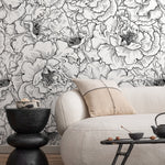 Removable Wallpaper, Scandinavian Wallpaper, Handrawn Wallpaper, Peel and Stick Wallpaper, Wall Paper, Black And White - A788