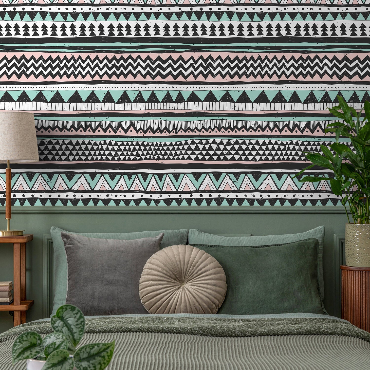 Removable Wallpaper Scandinavian Wallpaper Temporary Wallpaper Tribal Wallpaper Peel and Stick Wallpaper Wall Paper - A819