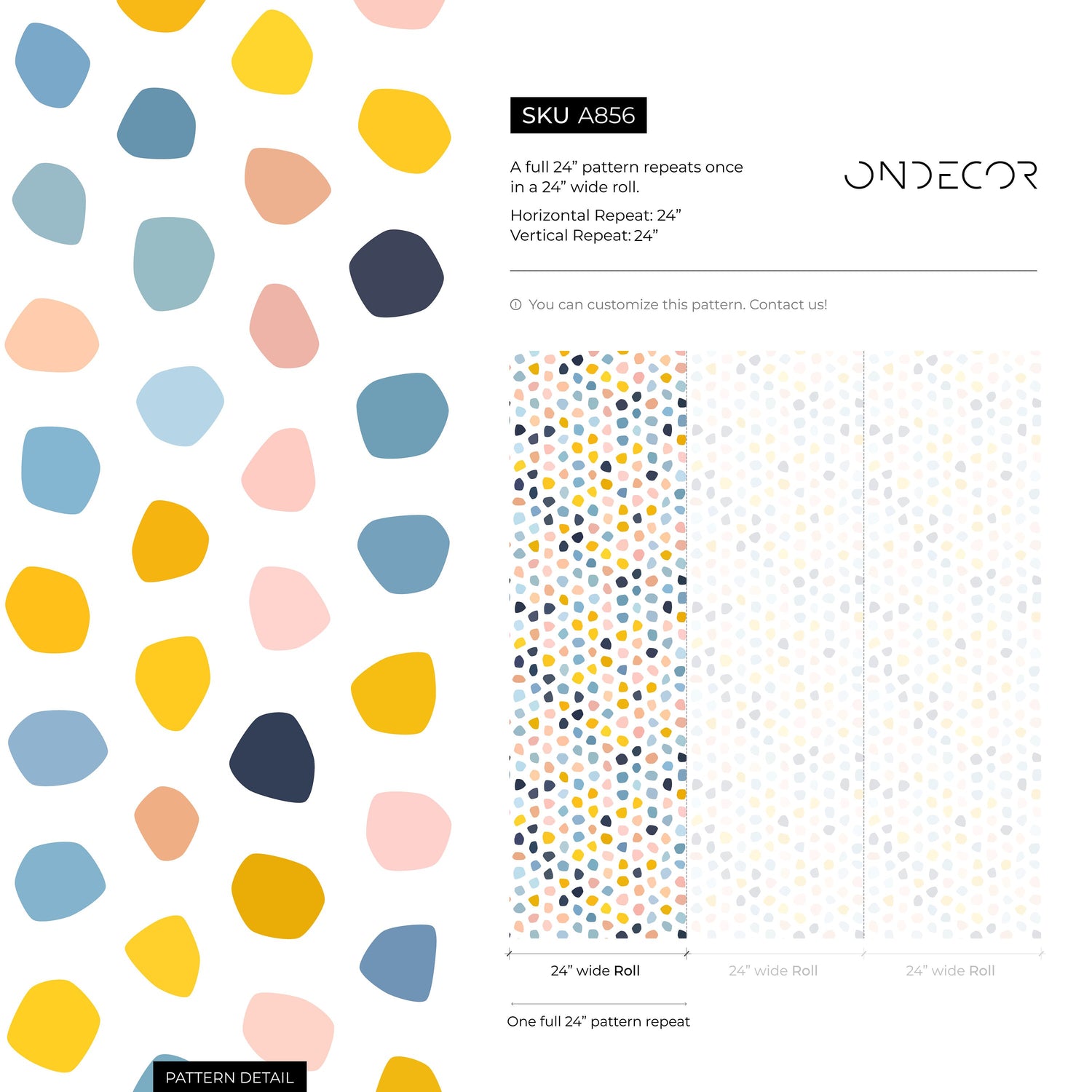 Removable Wallpaper Scandinavian Wallpaper Wallpaper Peel and Stick Wallpaper Wall Paper Colorful Dots - A856