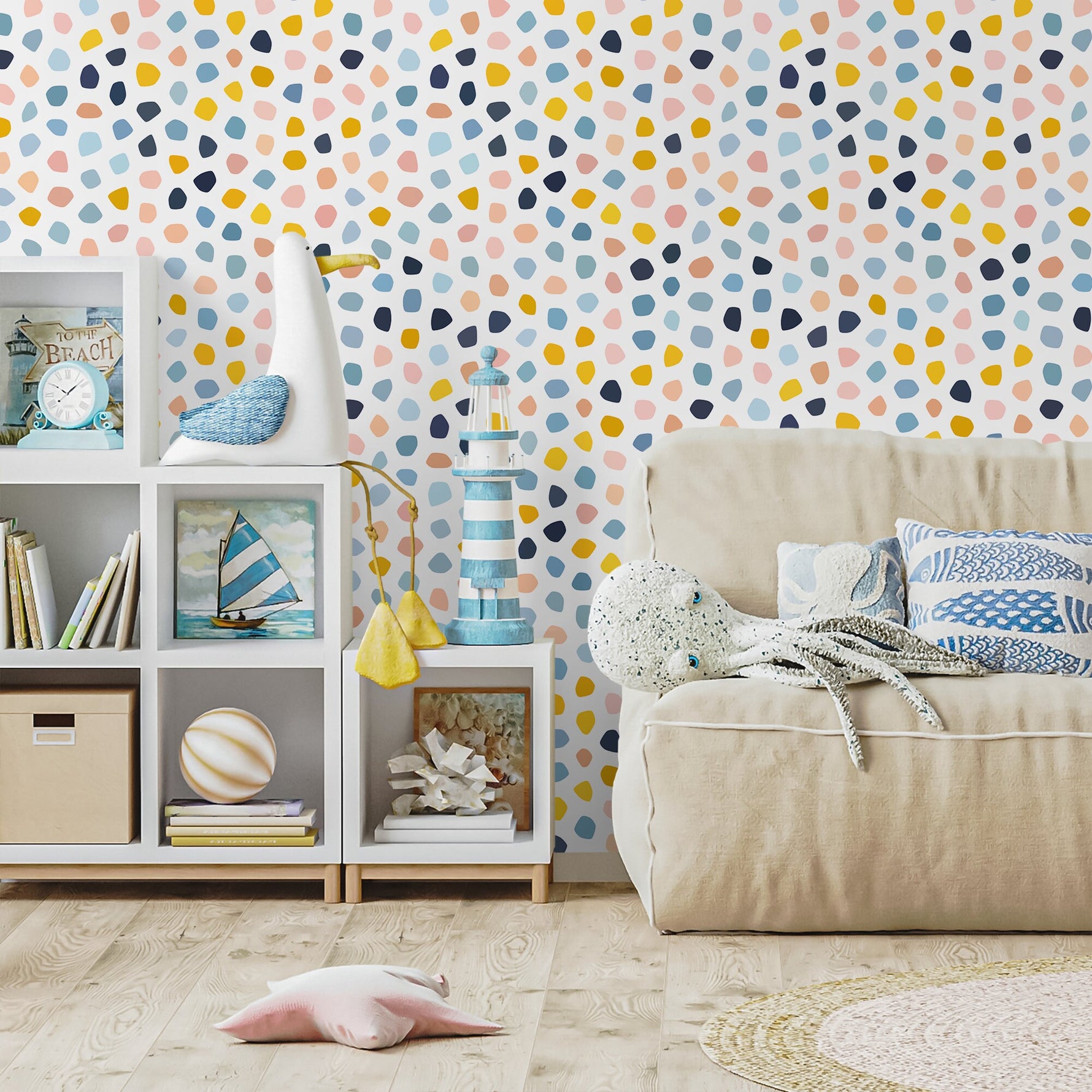 Removable Wallpaper Scandinavian Wallpaper Wallpaper Peel and Stick Wallpaper Wall Paper Colorful Dots - A856