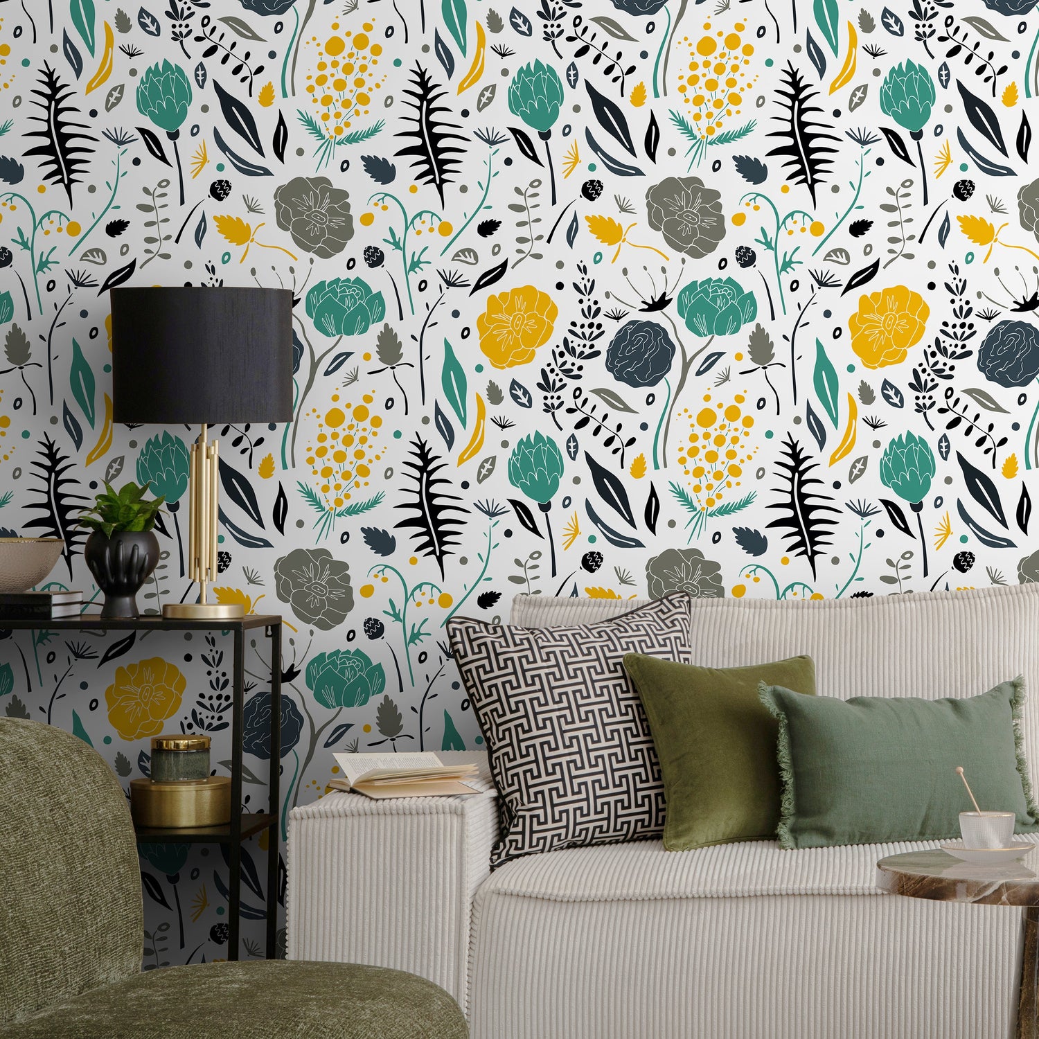 Removable Wallpaper Scandinavian Wallpaper Temporary Wallpaper Flowers Wallpaper Peel and Stick Wallpaper Wall Paper - A861