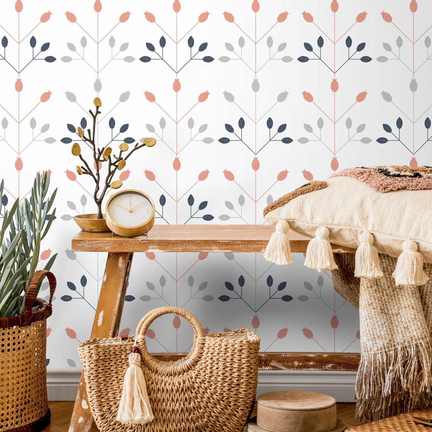 Removable Wallpaper Scandinavian Wallpaper Temporary Wallpaper Vintage Wallpaper Peel and Stick Wallpaper Wall Paper - A873