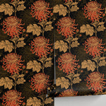 Removable Wallpaper Peel and Stick Wallpaper Wall Paper Wall Mural - Hand Draw Floral Black Wallpaper - A923