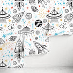 Wallpaper Peel and Stick Wallpaper Removable Wallpaper Home Decor Wall Art Wall Decor Room Decor / Blue Space Kids Wallpaper - A654