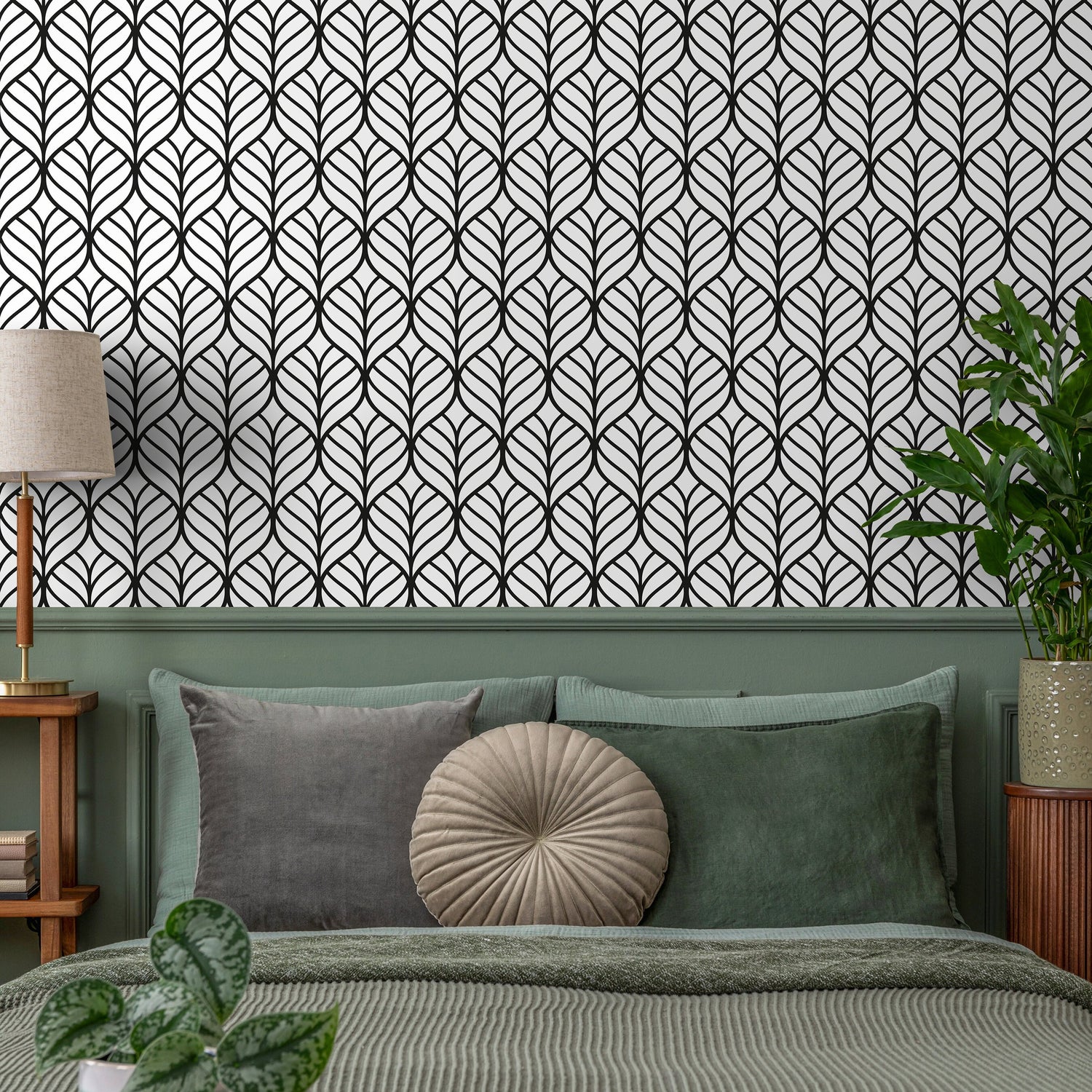 Removable Wallpaper Peel and Stick Wallpaper Wall Paper Wall Mural - Geometric Black and White Wallpaper - D972