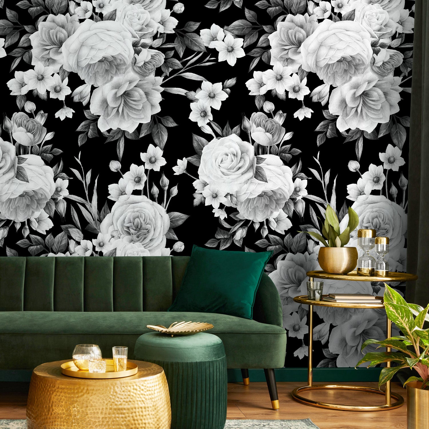 Vintage Roses Wallpaper Dark Floral Wallpaper Peel and Stick and Traditional Wallpaper - CC - A558