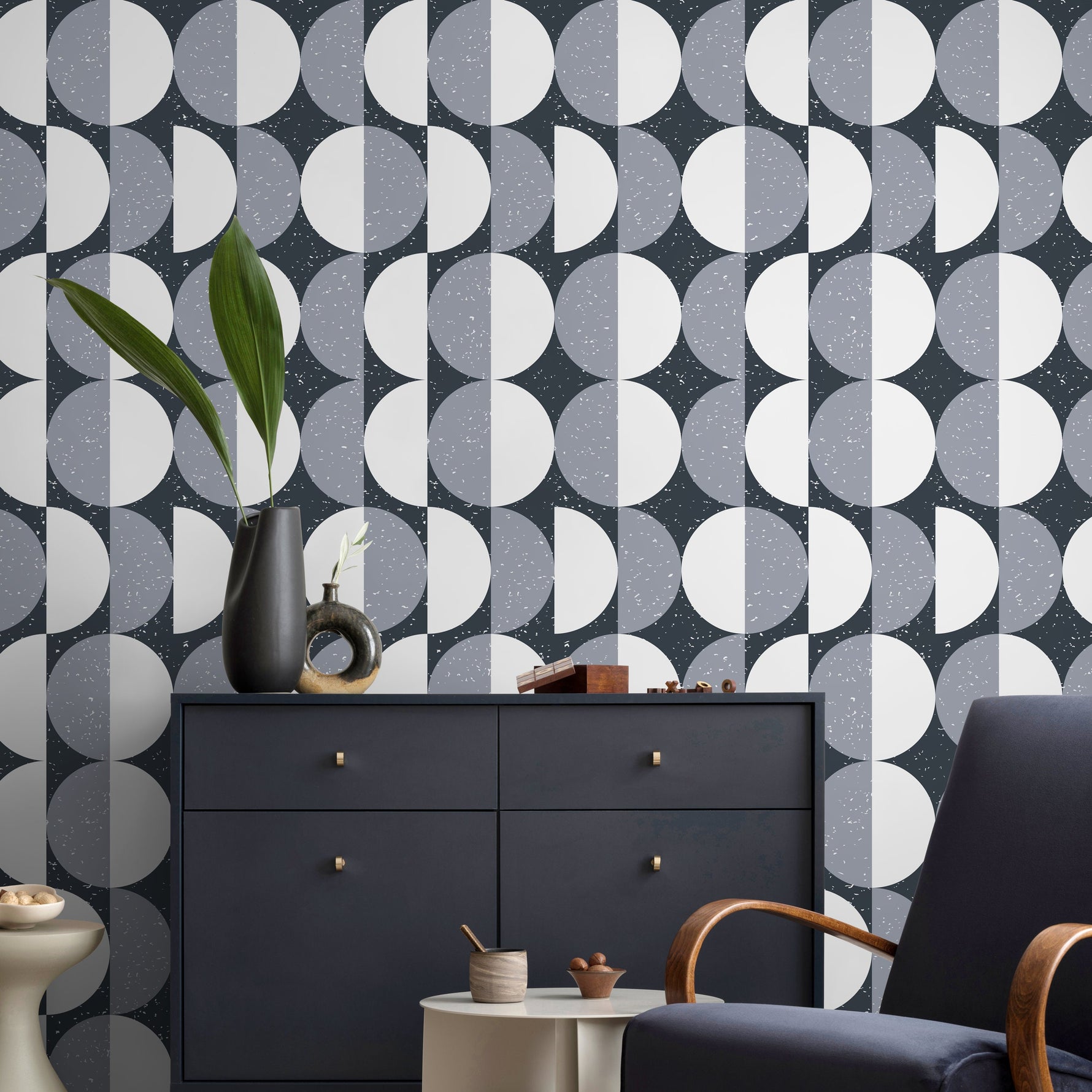 Wall Decor Wallpaper Peel and Stick Wallpaper Removable Wallpaper Home Decor Room Decor / Gray Dots Scandinavian Modern Wallpaper - D980