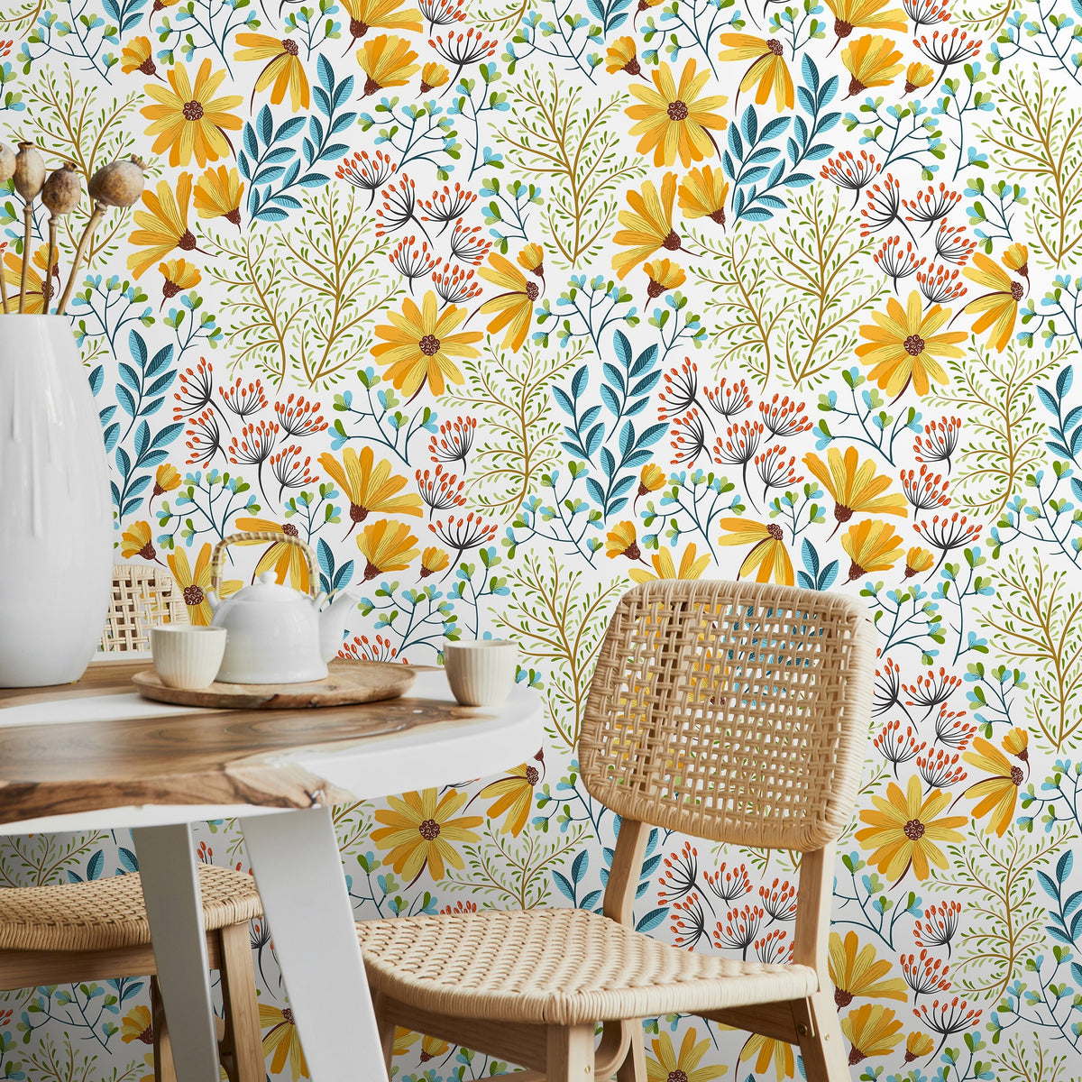 Removable Wallpaper Peel and Stick Wallpaper Wall Paper Wall Mural - Spring Floral Wallpaper - A385