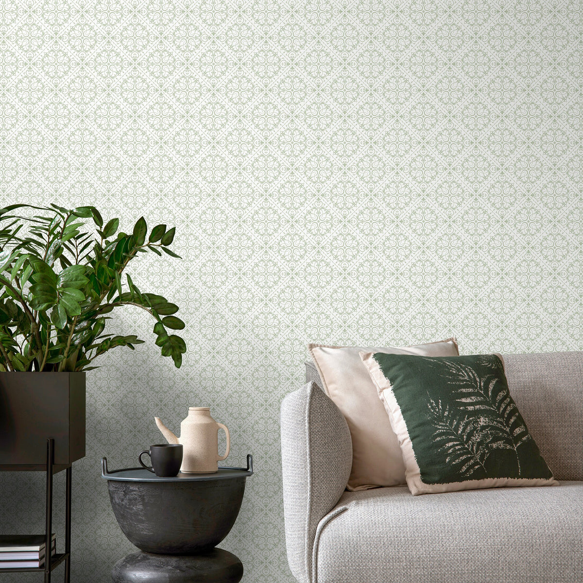 Light Green Vintage Wallpaper Tile Wallpaper Peel and Stick and Traditional Wallpaper - A413