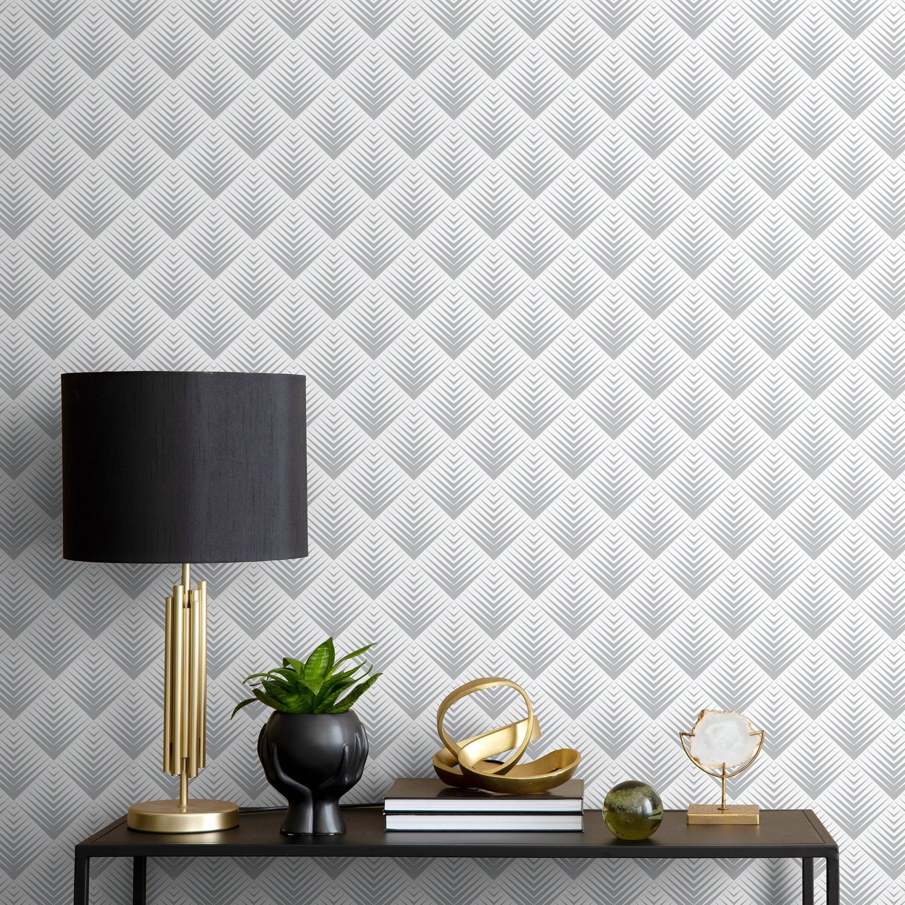 Grey Geometric Wallpaper Modern Wallpaper Peel and Stick and Traditional Wallpaper - A432