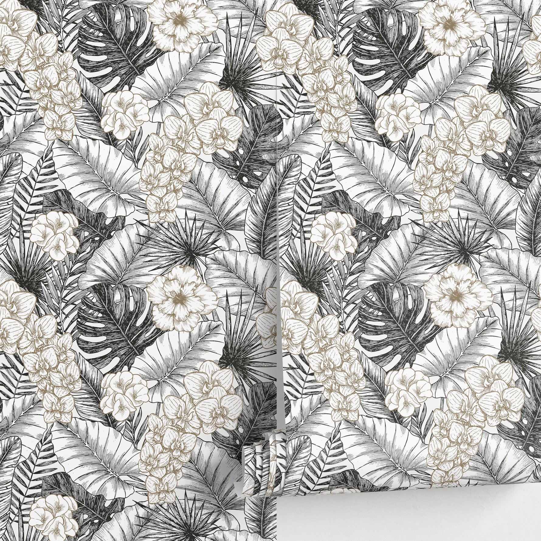 Vintage Tropical Wallpaper Leaves Wallpaper Peel and Stick and Traditional Wallpaper - A446