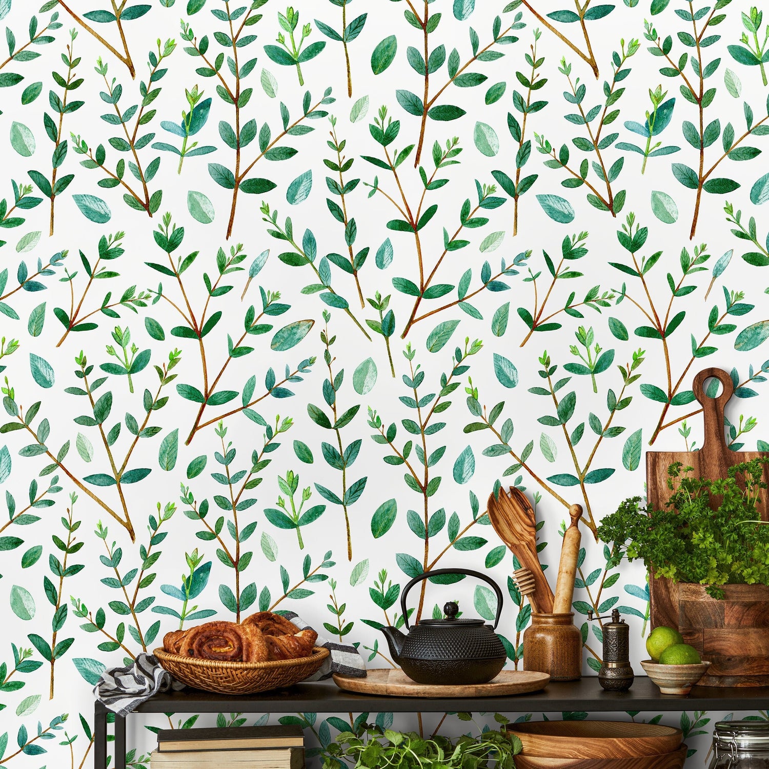 Removable Wallpaper Peel and Stick Wallpaper Wall Paper Wall Mural - Leaf Wallpaper Tropical Wallpaper - A463