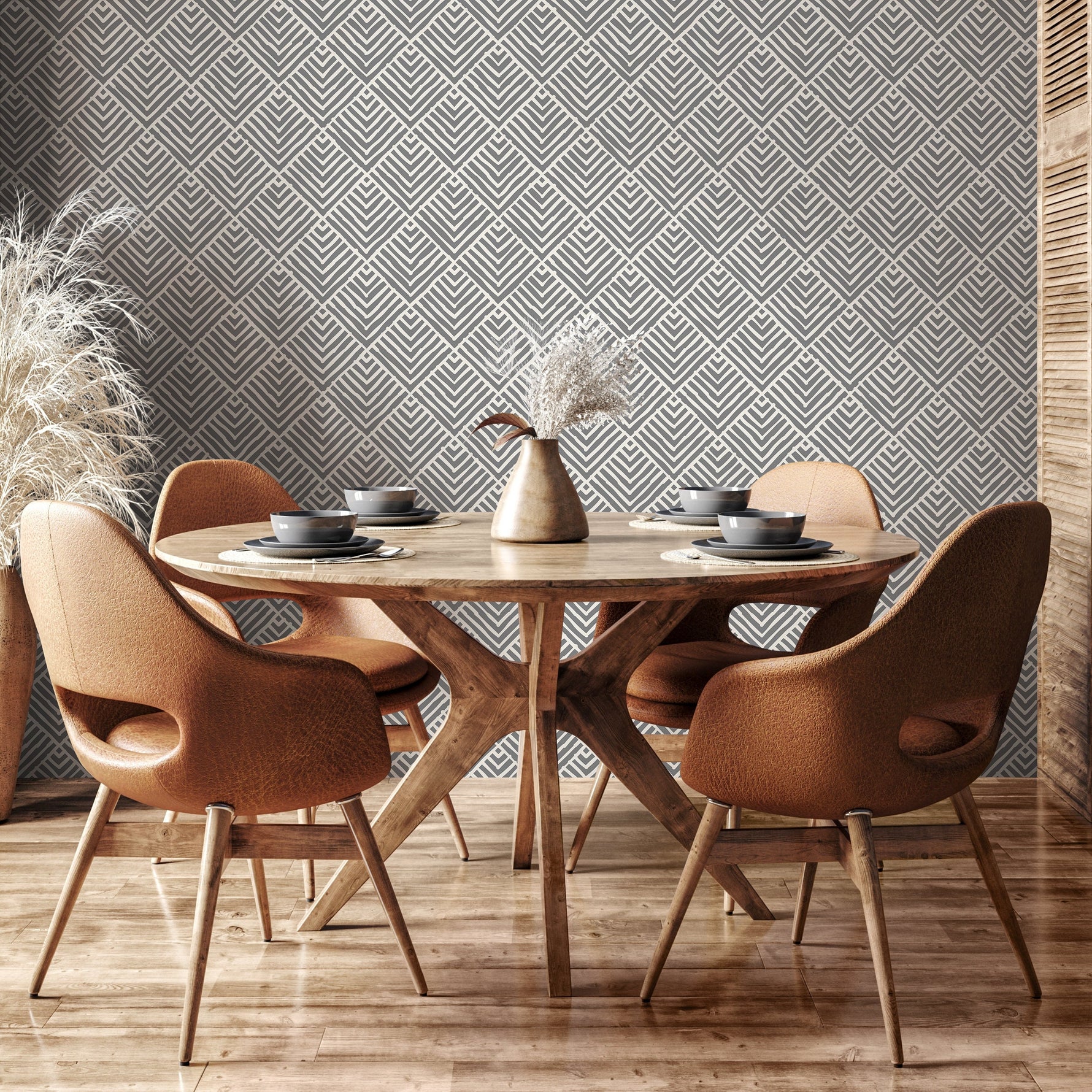 Removable Wallpaper Peel and Stick Wallpaper Wall Paper Wall Mural - Geometric Black and White Wallpaper - A465