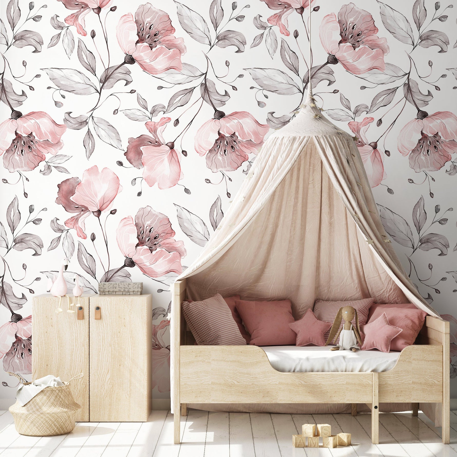 Removable Wallpaper Peel and Stick Wallpaper Wall Paper Wall Mural - Vintage Floral Wallpaper - A477