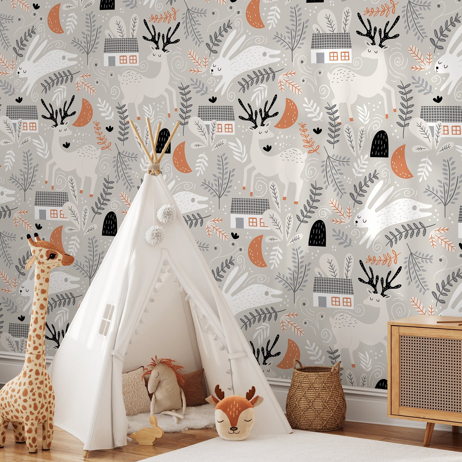 Wallpaper Peel and Stick Wallpaper Removable Wallpaper Home Decor Wall Art Wall Decor Room Decor / Cute Animal Nursery Wallpaper - A508