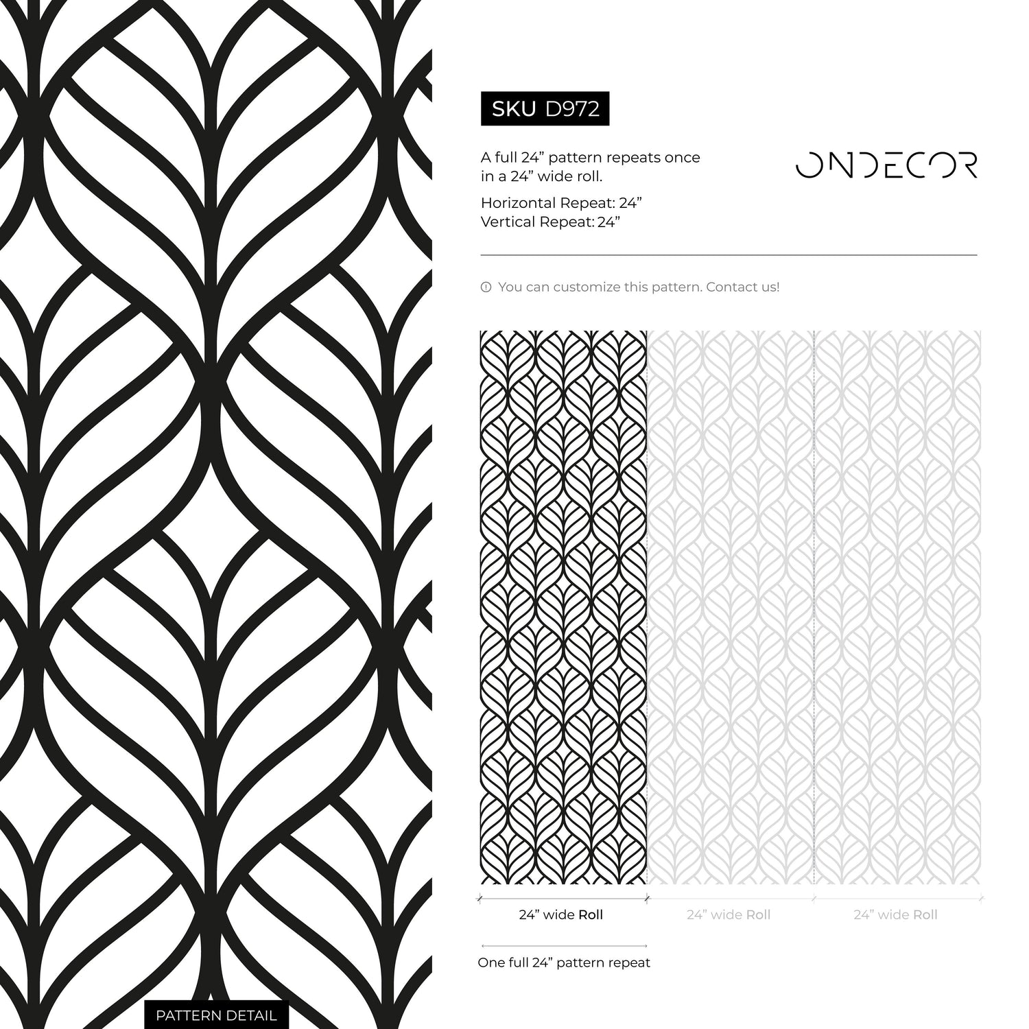 Removable Wallpaper Peel and Stick Wallpaper Wall Paper Wall Mural - Geometric Black and White Wallpaper - D972