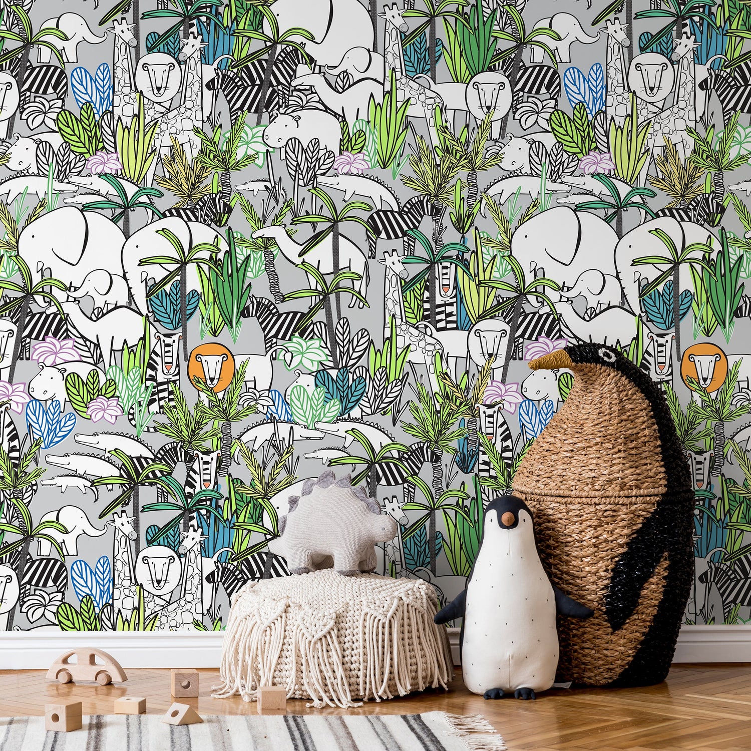 Removable Wallpaper Peel and Stick Wallpaper Wall Paper Wall Mural - Into the Wild Wallpaper Nursery Wallpaper - A525