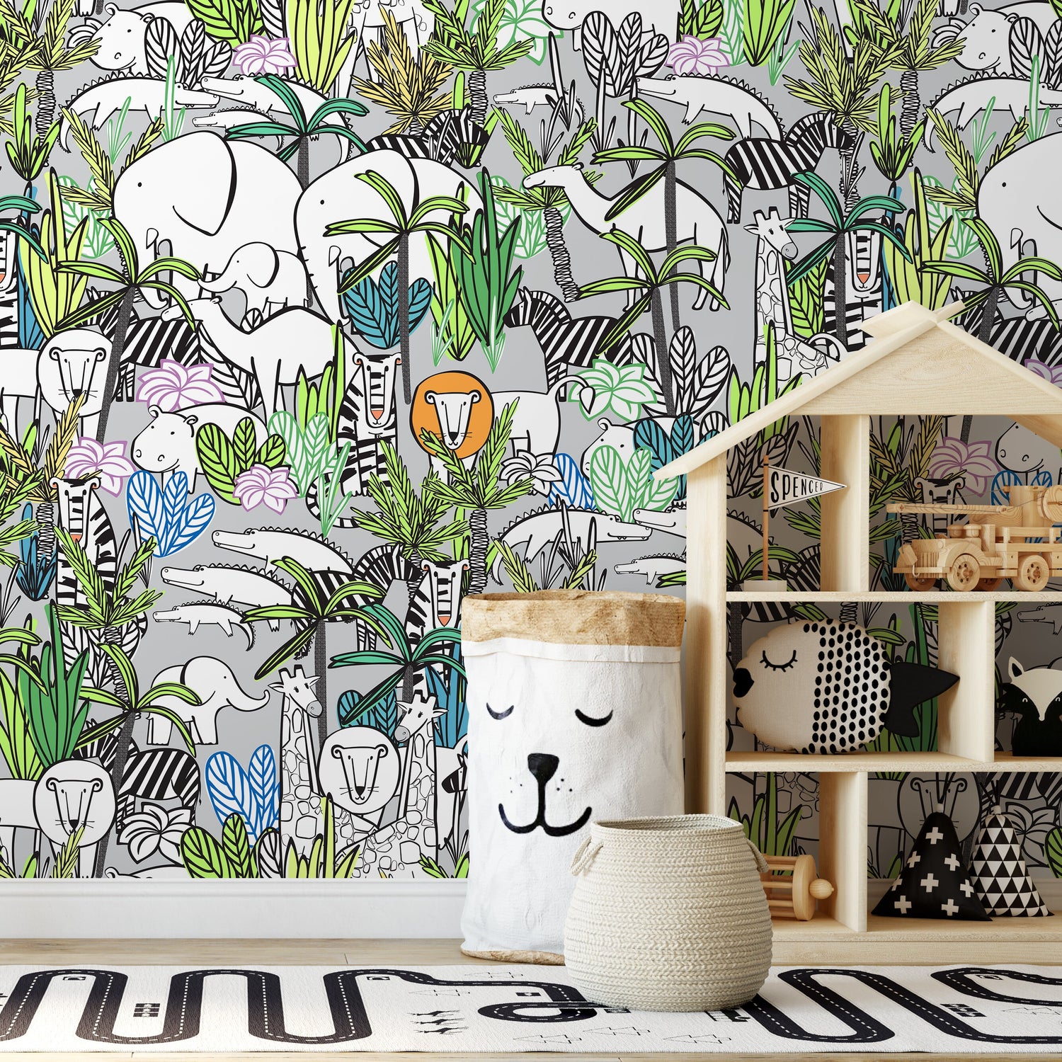 Removable Wallpaper Peel and Stick Wallpaper Wall Paper Wall Mural - Into the Wild Wallpaper Nursery Wallpaper - A525