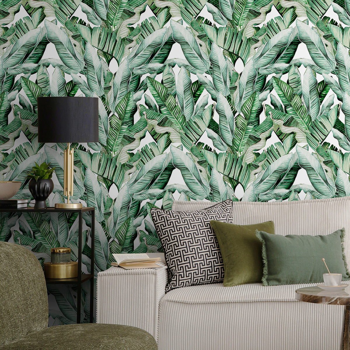 Removable Wallpaper Peel and Stick Wallpaper Wall Paper Wall Mural - Banana Leaf Wallpaper Tropical Wallpaper - A527