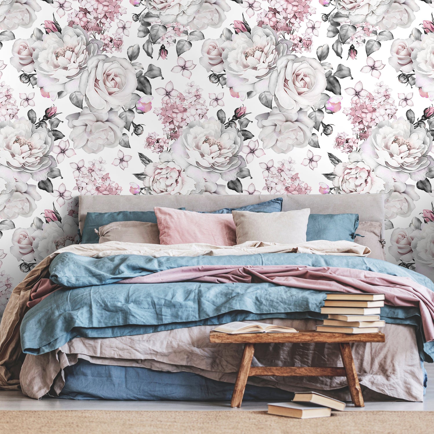 Removable Wallpaper Peel and Stick Wallpaper Wall Paper Wall Mural - Vintage Floral Wallpaper - A547