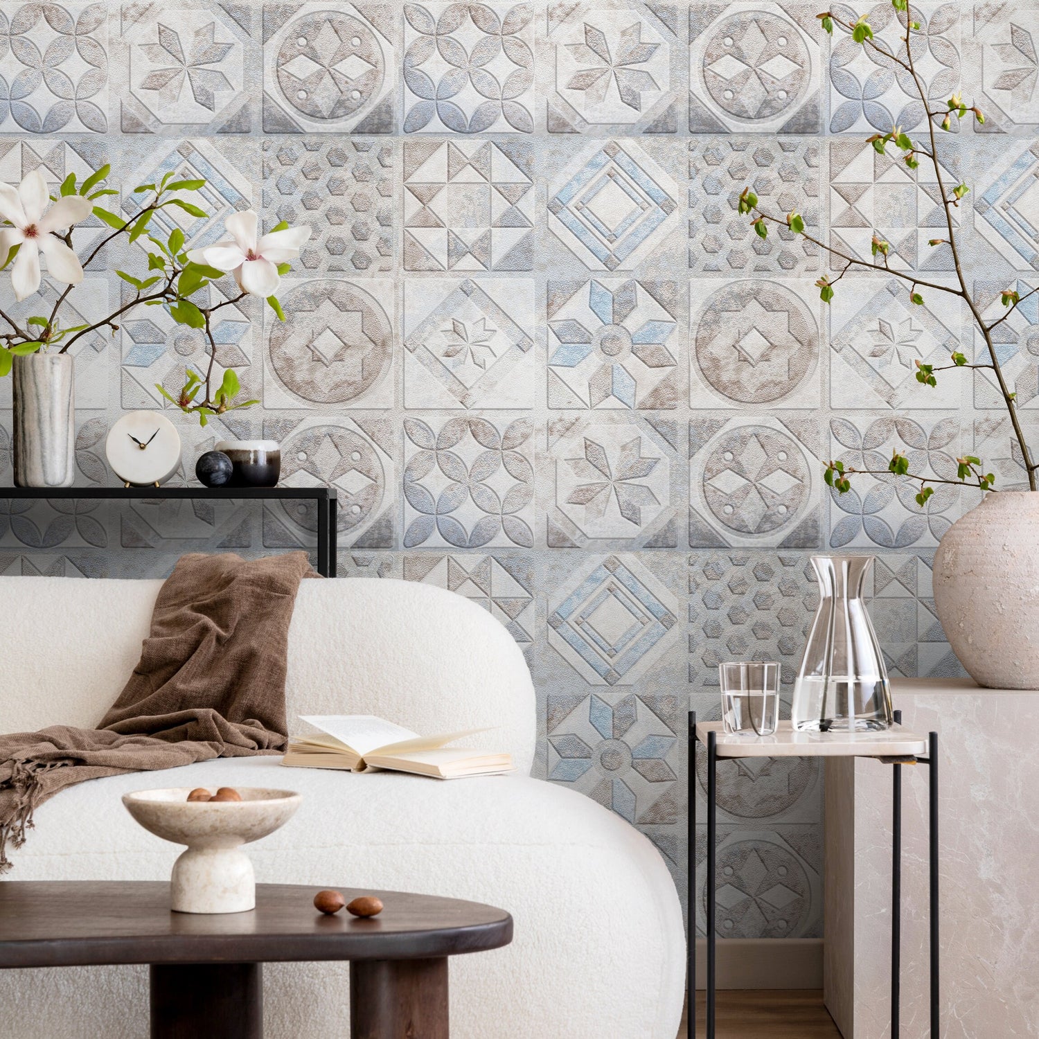 Removable Wallpaper Peel and Stick Wallpaper Wall Paper Wall Mural - Portuguese Azulejos Tile Wallpaper - A556