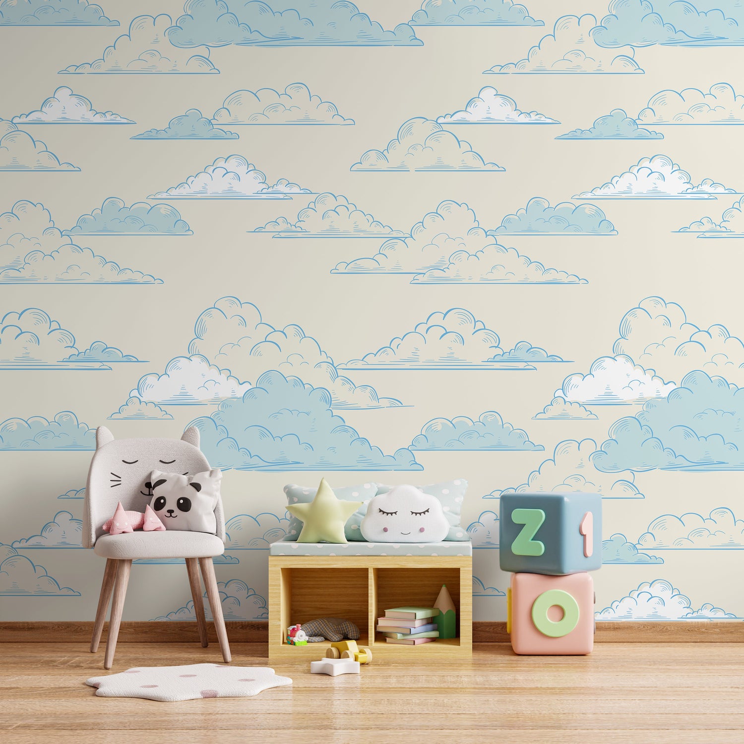 Removable Wallpaper Peel and Stick Wallpaper Wall Paper Wall Mural - Clouds Wallpaper - A579