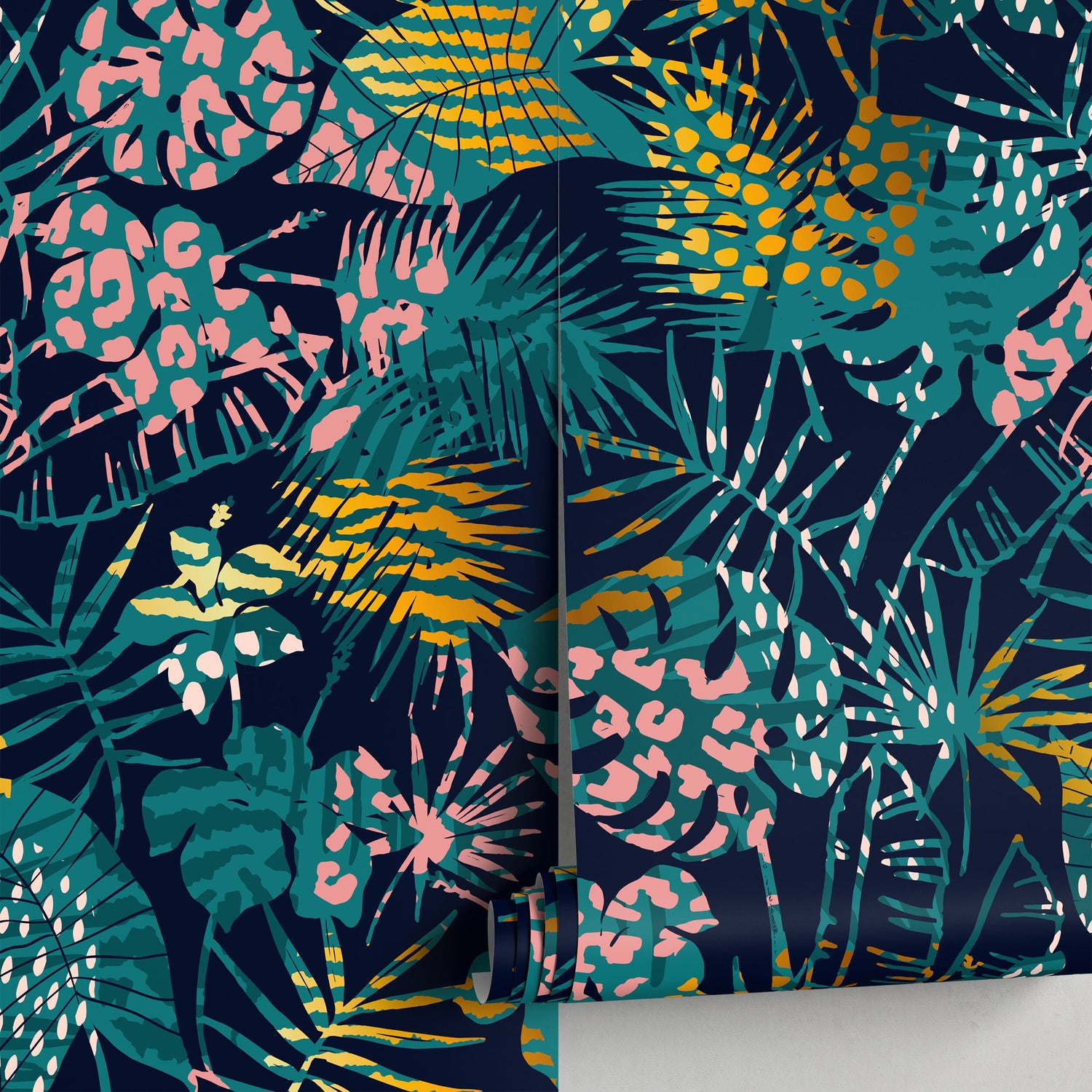 Tropical Multicolor Leaves - Removable Wallpaper Peel and Stick Wallpaper Wall Paper Wall Mural - A782