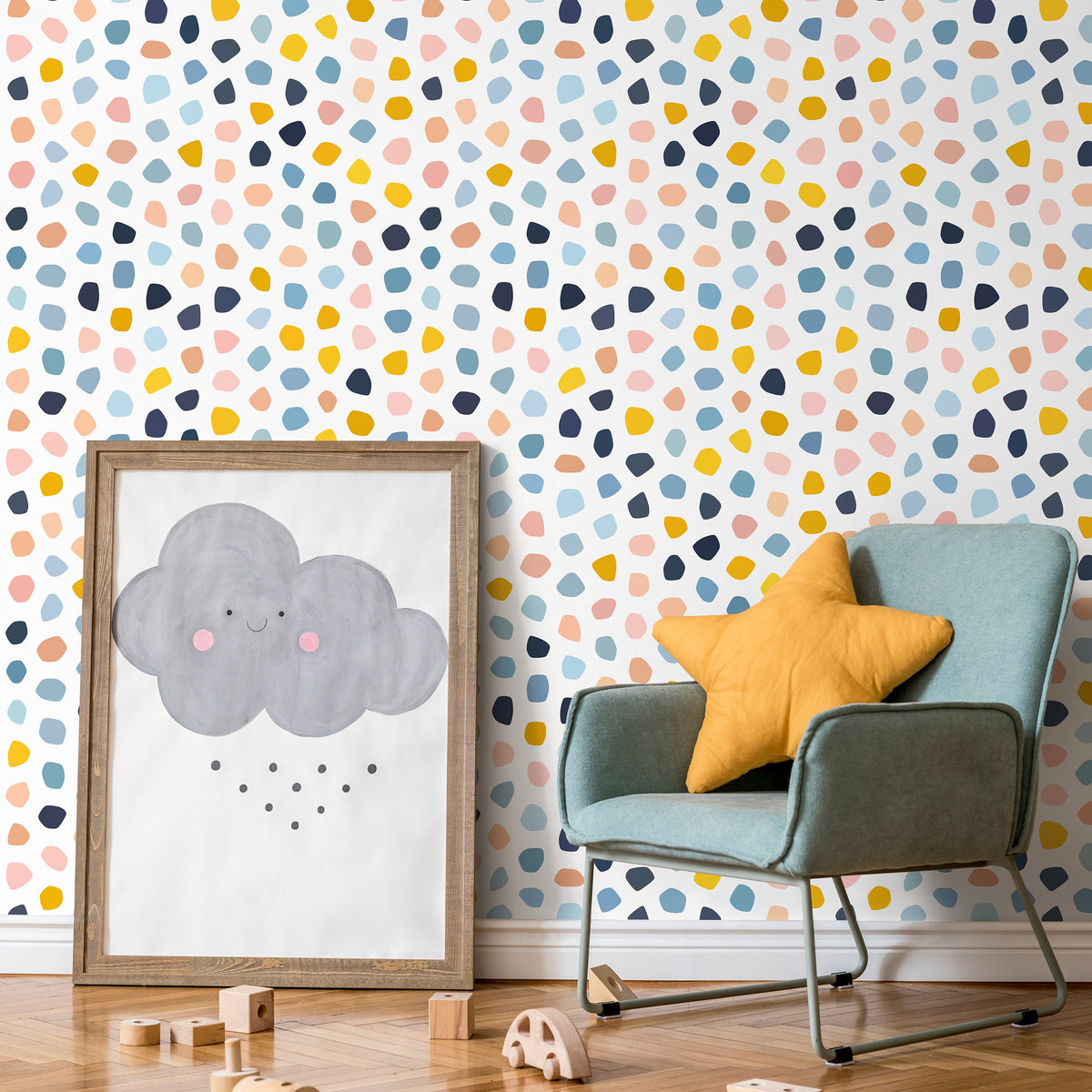 Removable Wallpaper Scandinavian Wallpaper Wallpaper Peel and Stick Wallpaper Wall Paper Colorful Dots - A856