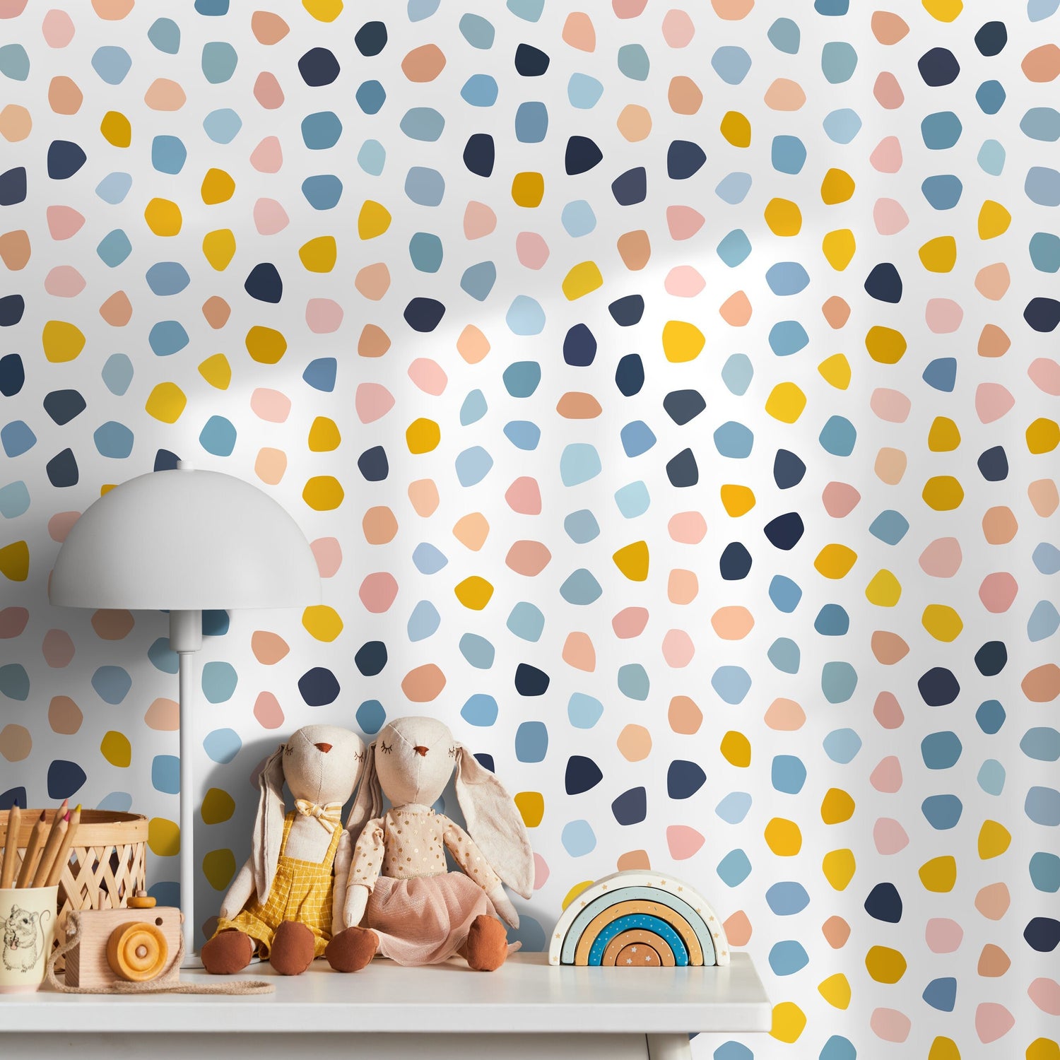 Removable Wallpaper Scandinavian Wallpaper Wallpaper Peel and Stick Wallpaper Wall Paper Colorful Dots - A856