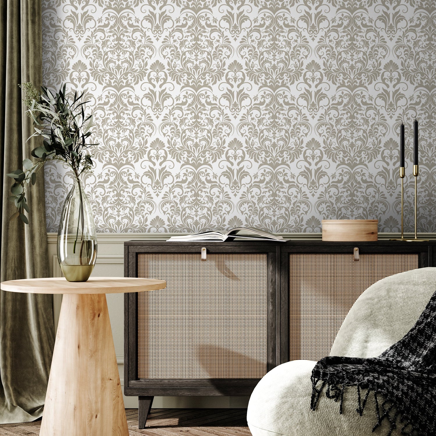 Vintage Removable Wallpaper Scandinavian Wallpaper Temporary Wallpaper Minimalistic Wallpaper Peel and Stick Wallpaper Wall Paper - D976