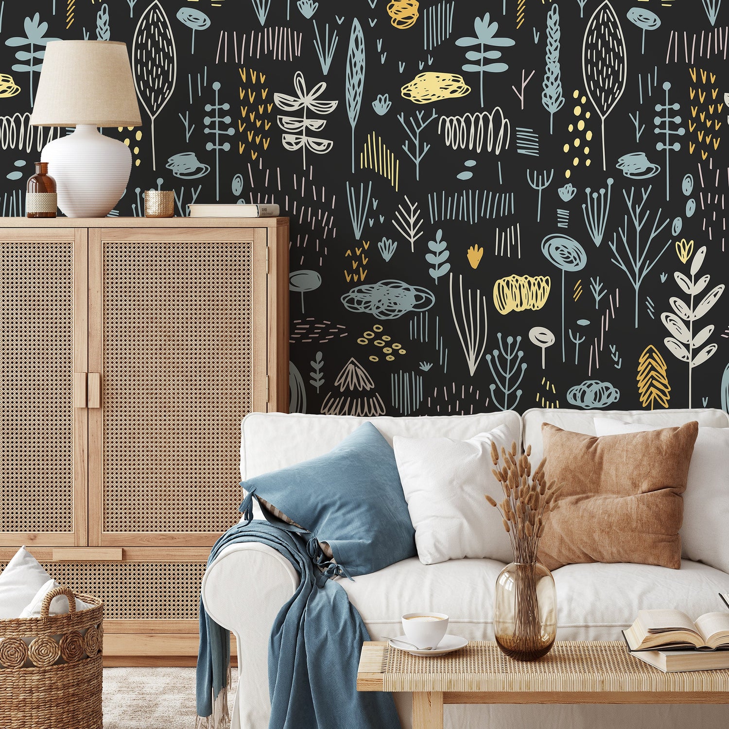 Removable Wallpaper Scandinavian Wallpaper Plants Wallpaper Peel and Stick Wallpaper Wall Paper - A895