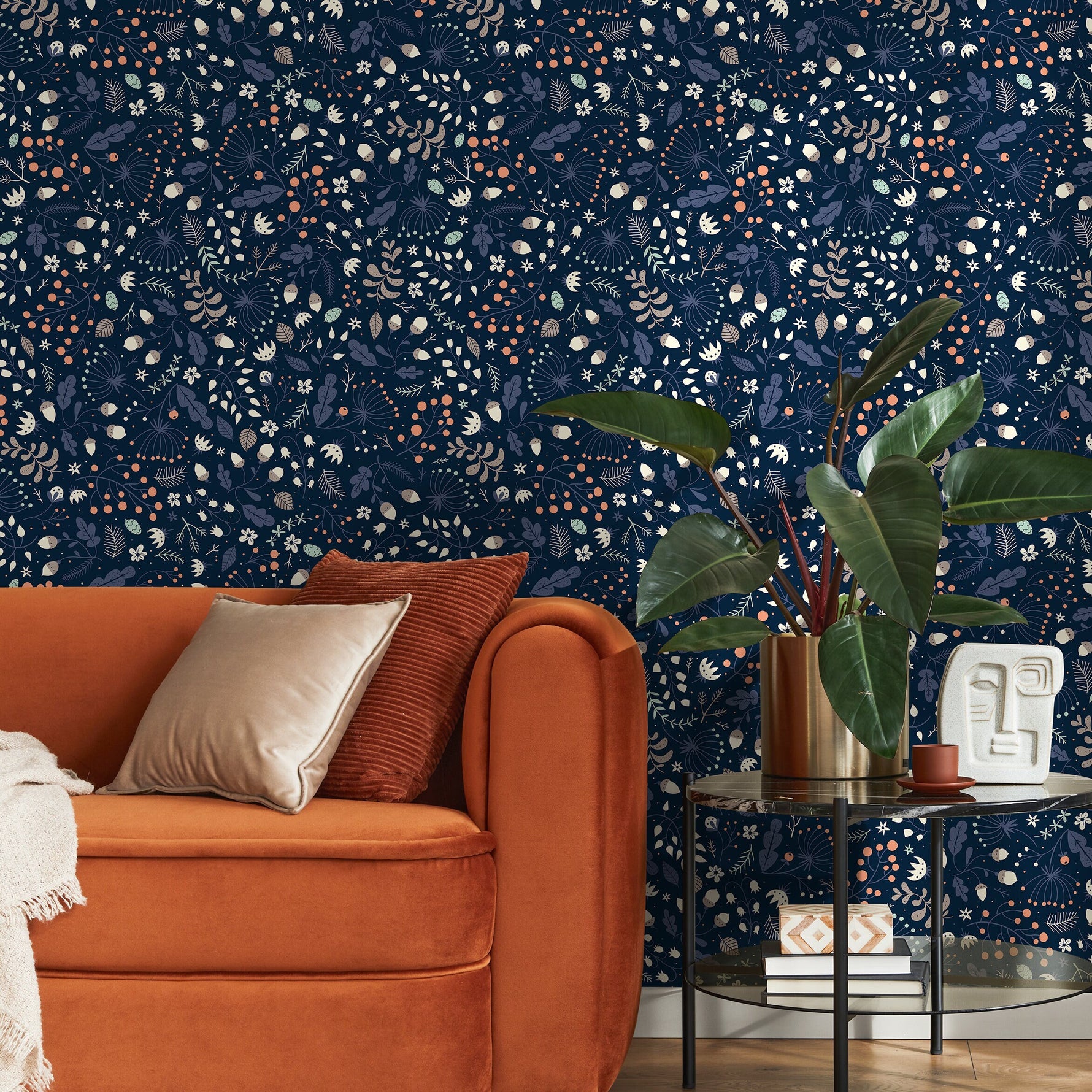 Removable Wallpaper, Scandinavian Wallpaper, Minimalistic Wallpaper, Peel and Stick Wallpaper, Flowery WallPaper - A948