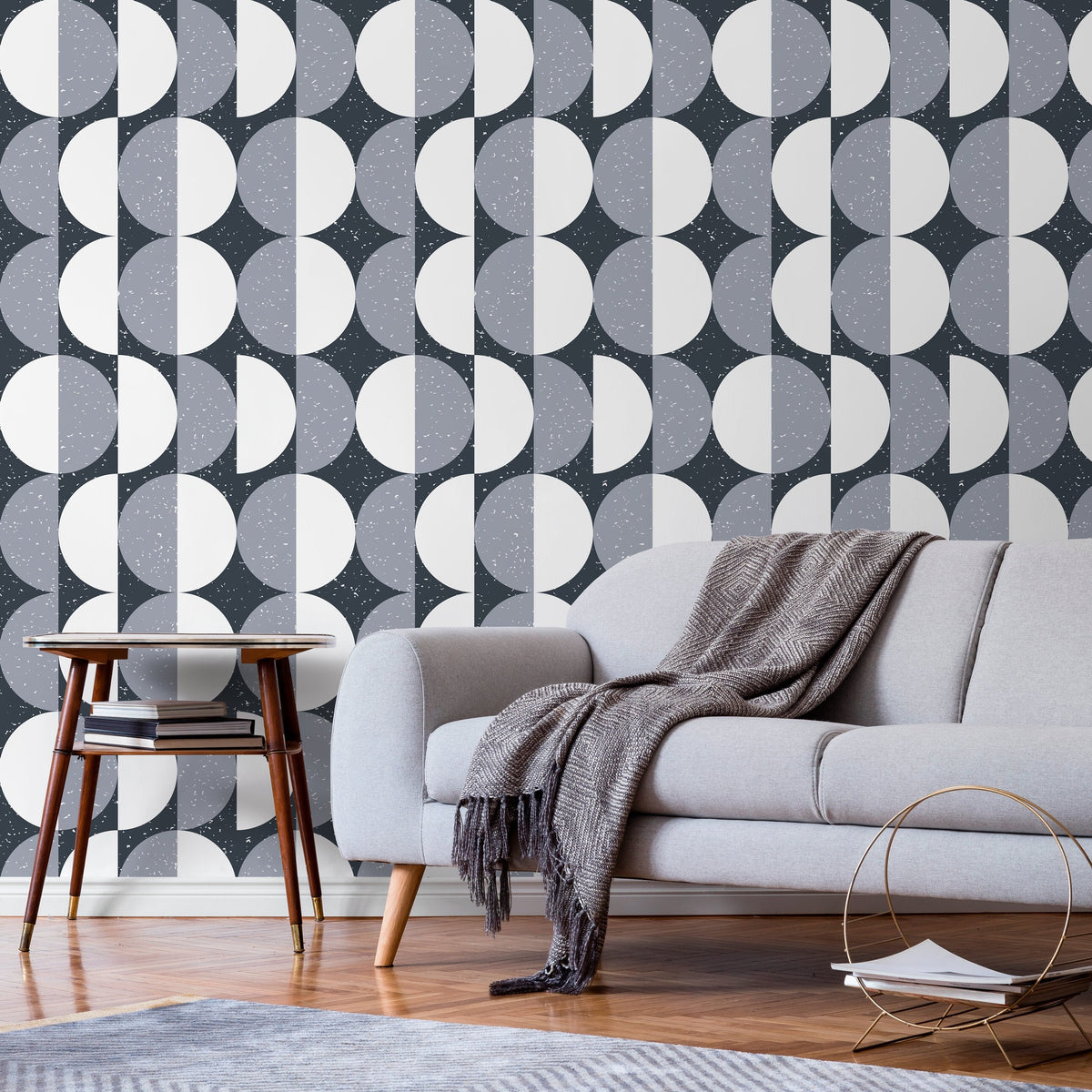 Wall Decor Wallpaper Peel and Stick Wallpaper Removable Wallpaper Home Decor Room Decor / Gray Dots Scandinavian Modern Wallpaper - D980